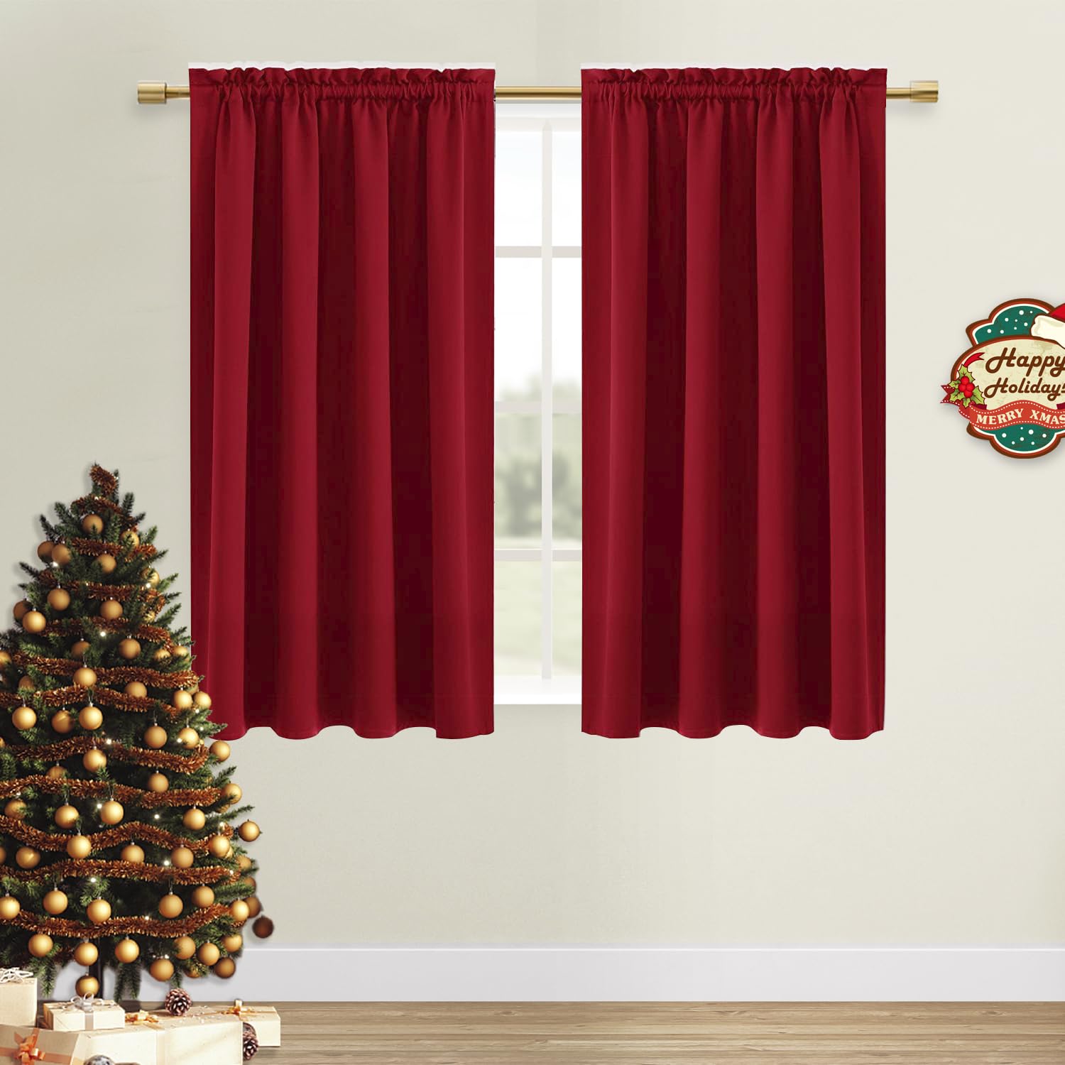 Blackout Curtains for Bedroom Living Room 42 x 45 Inch Long Red