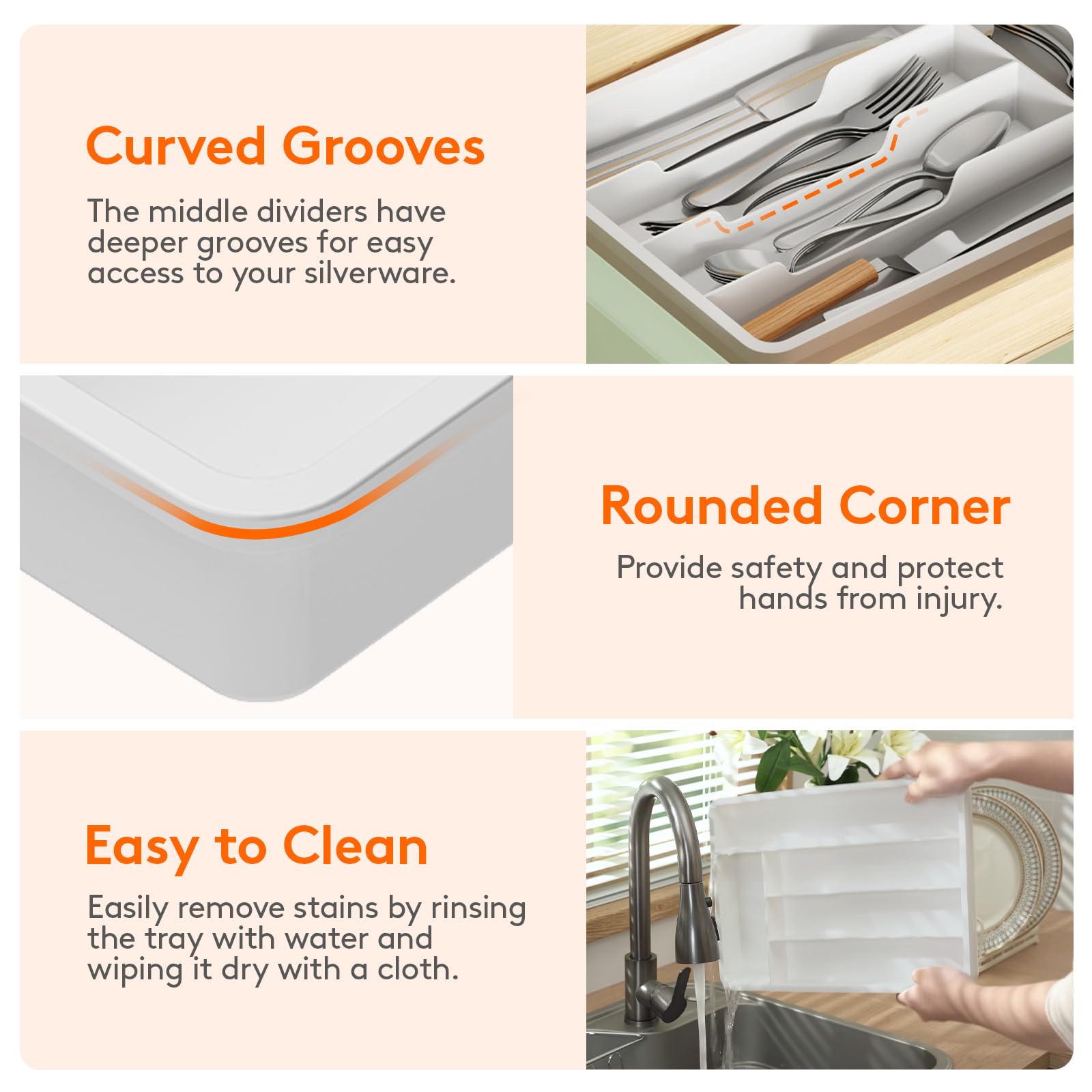 Silverware Drawer Organizer Tray