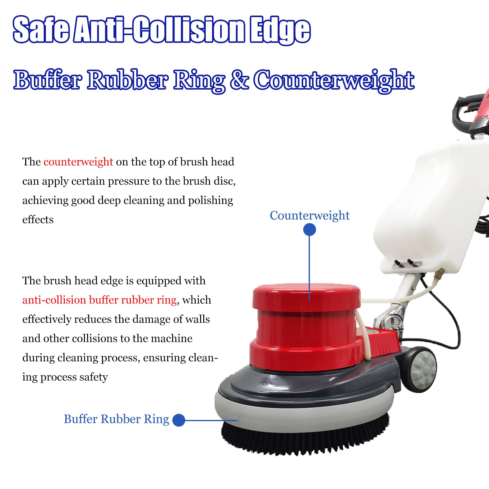 17" Floor Cleaner Polisher Commercial Floor Scrubber Buffer Commercial Floor Polishing Cleaning Machine Industrial Ground Scrubber Buffer with Two Brush Discs