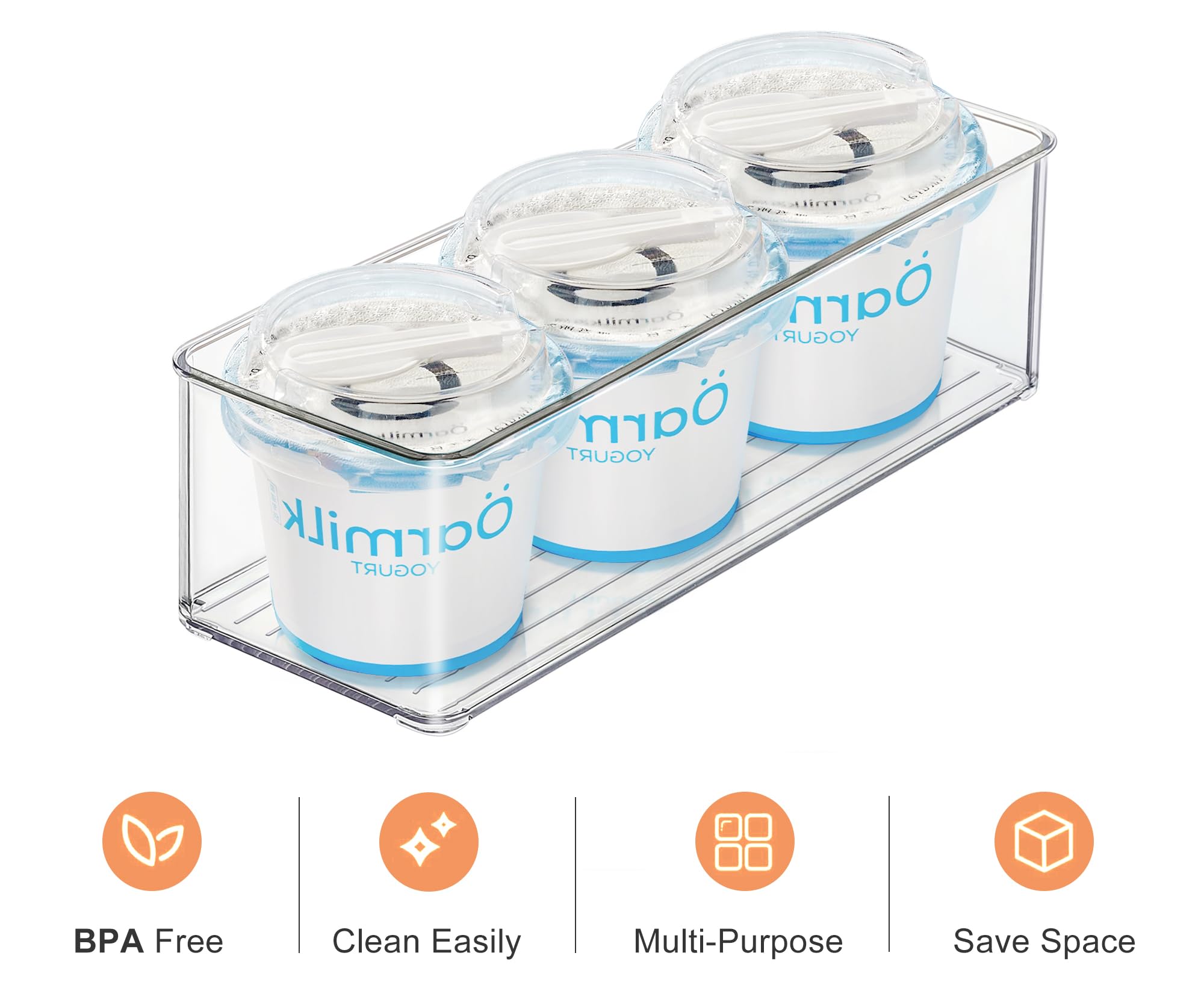 4 PACK Freezer Organizer Bins Clear Stackable Storage Bins for Fridge Organization and Storage (4 Count)