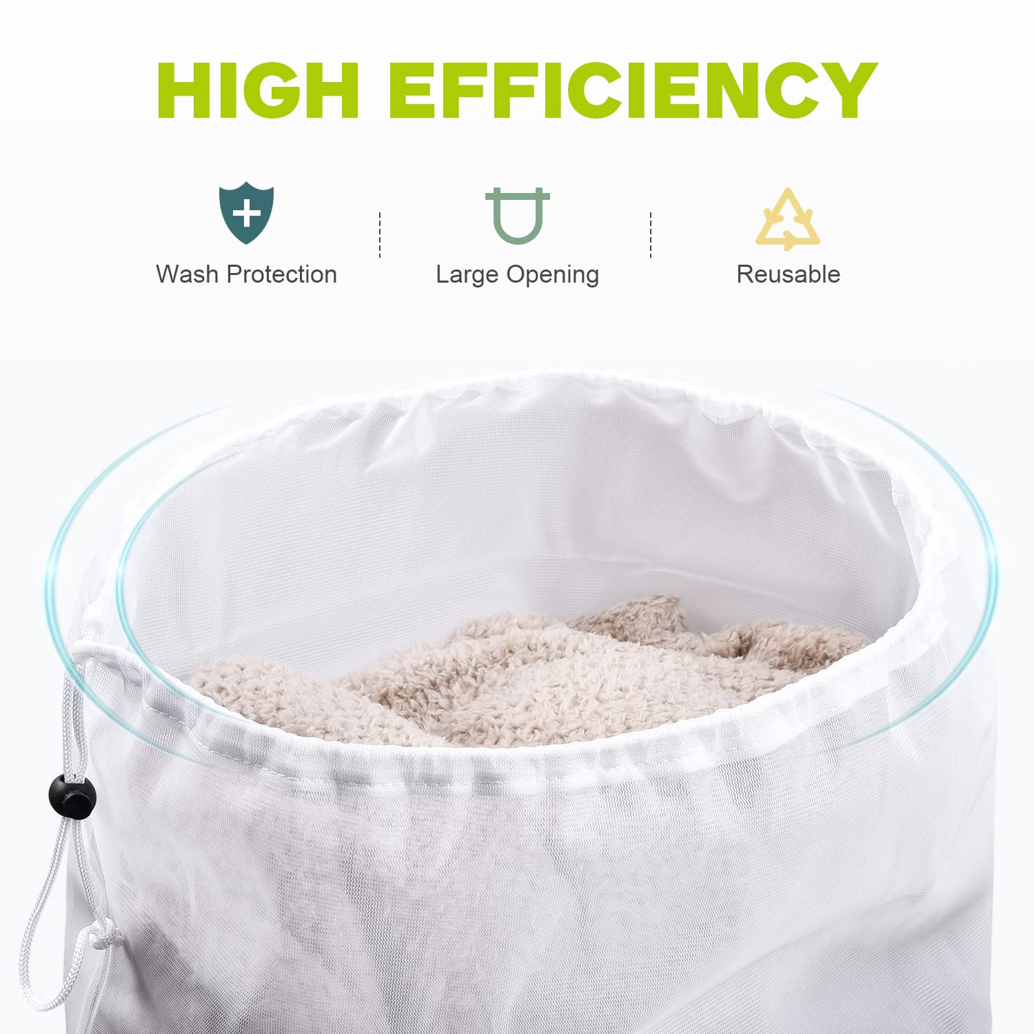 2 Pack Mesh Laundry Bag 20x24 Inch Heavy Duty Laundry Fine Mesh Bags Dirty Clothes Drawstring Laundry Wash Bag Delicates Net Storage Travel Bag Don't Drying (2 Count)