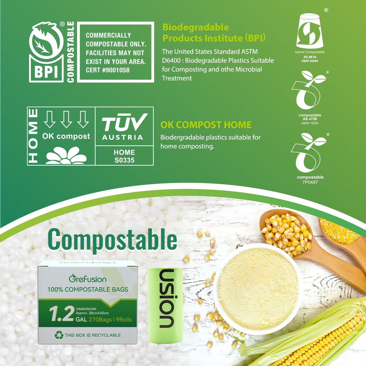 Compostable Trash Bags (270 Count)
