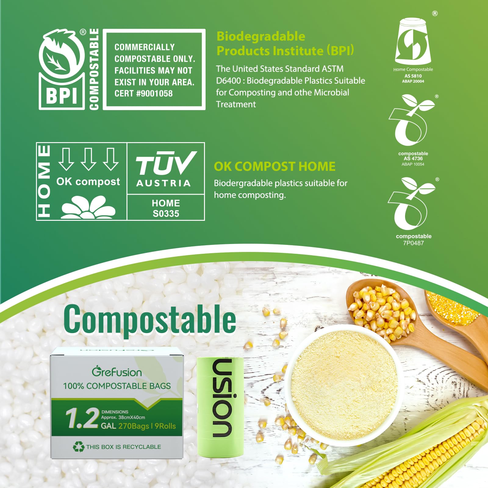 Compostable Trash Bags (270 Count)