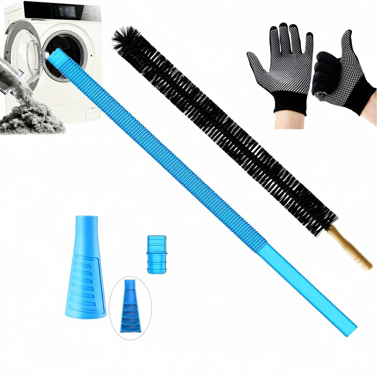 Universal Dryer Vent Cleaner Kit Compatible with Most Vacuum Cleaner Include Vacuum Hose Attachment Accessories Brush Lint Act Brush