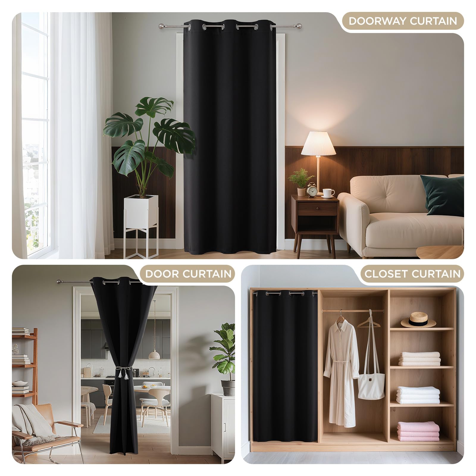 Door Curtain Blackout Curtains for Doorway Privacy Closet Drapes