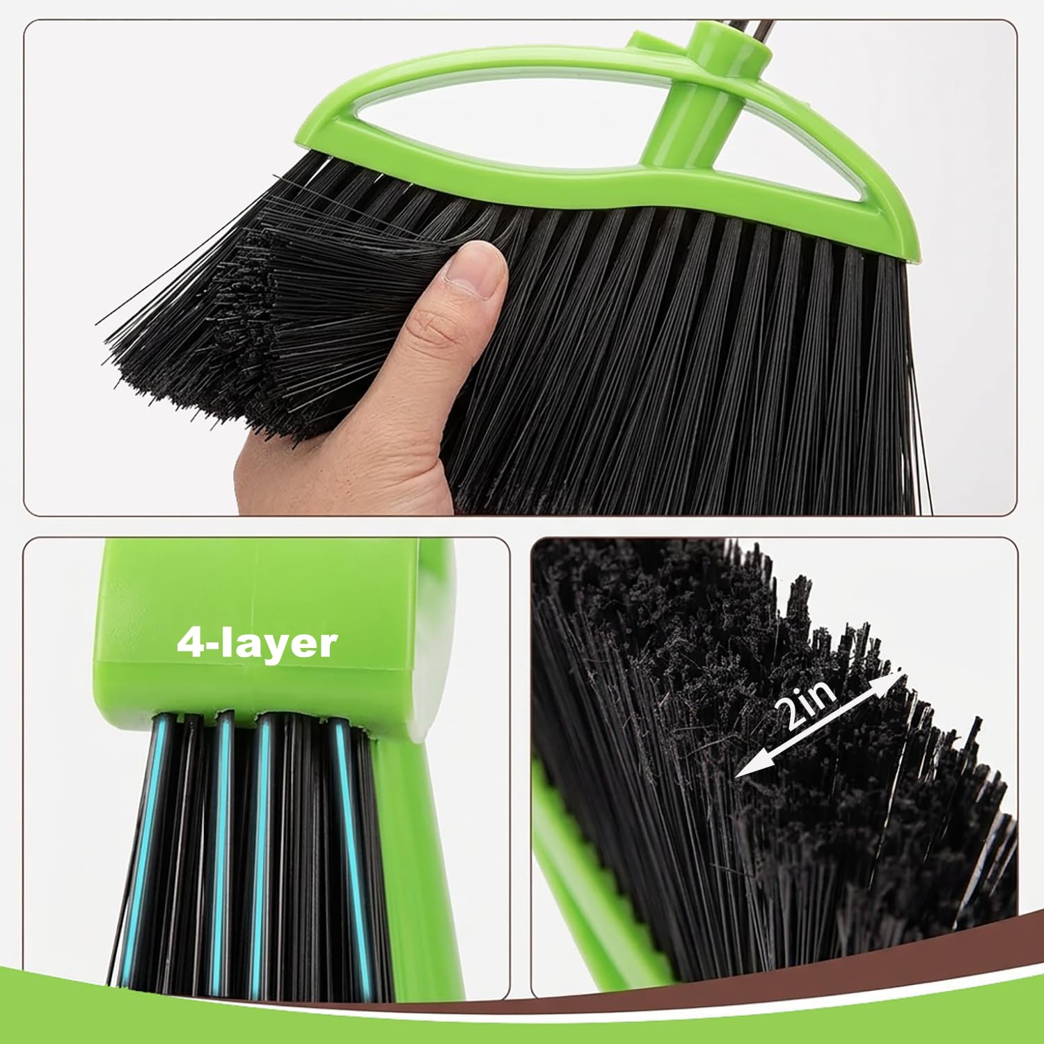 Soft Bristles Green Angle Broom and Dustpan Set