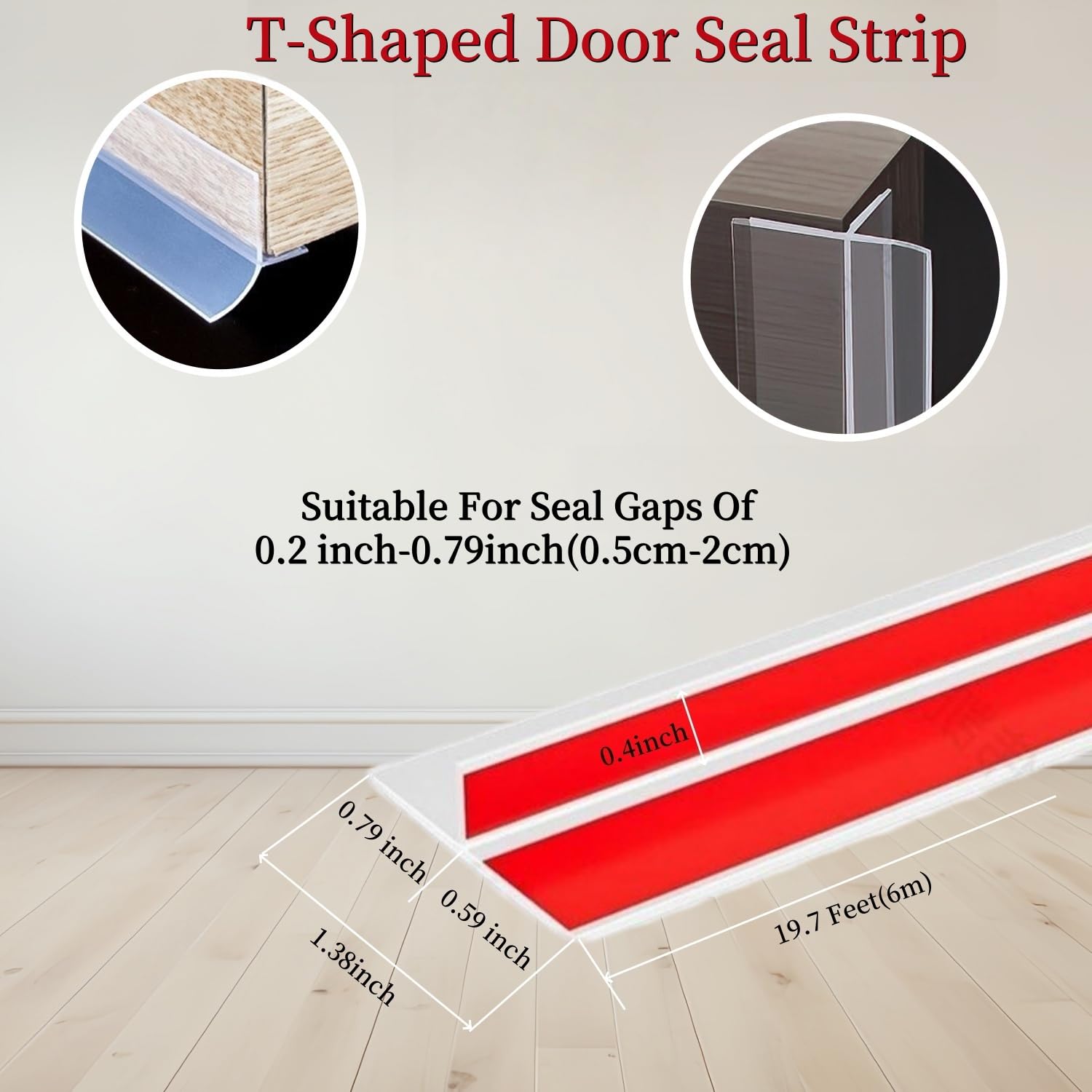 T Shape Door Seal Strip for Door & Windows Gaps (19.7 Foot)