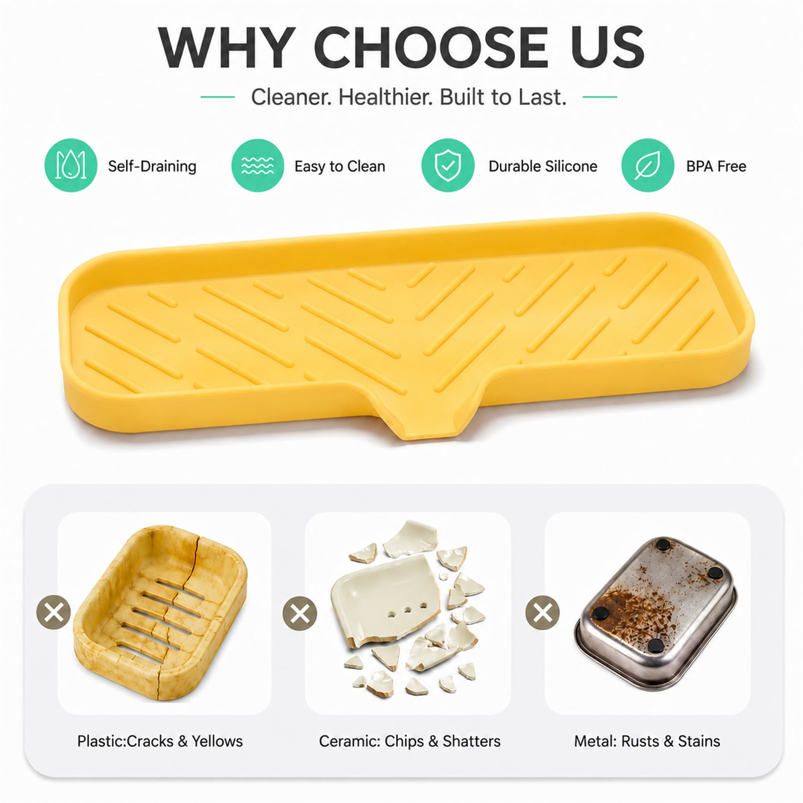 Silicone Soap Dish with Drain Spout