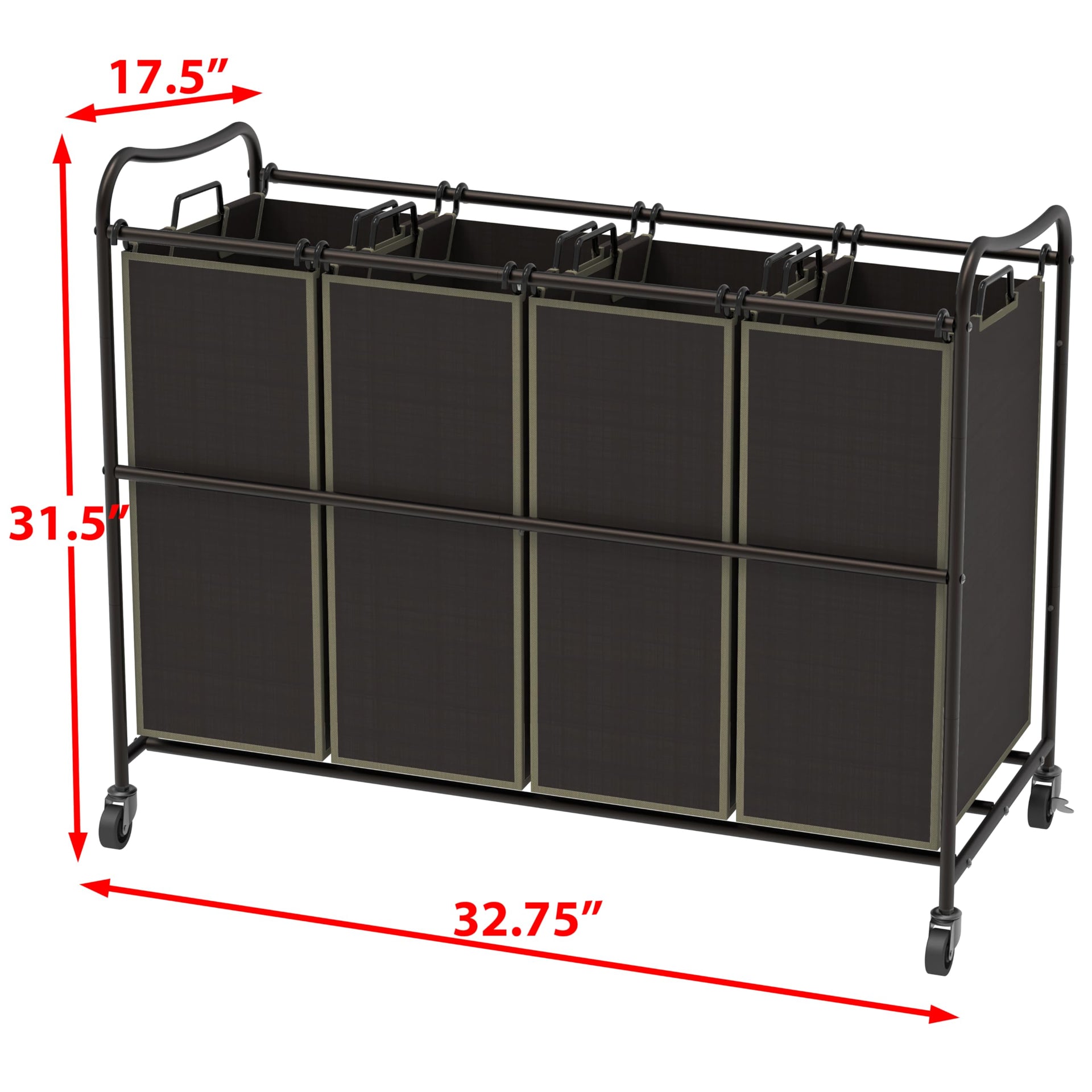 4 Bag Heavy Duty Laundry Sorter Rolling Cart (12 Count)