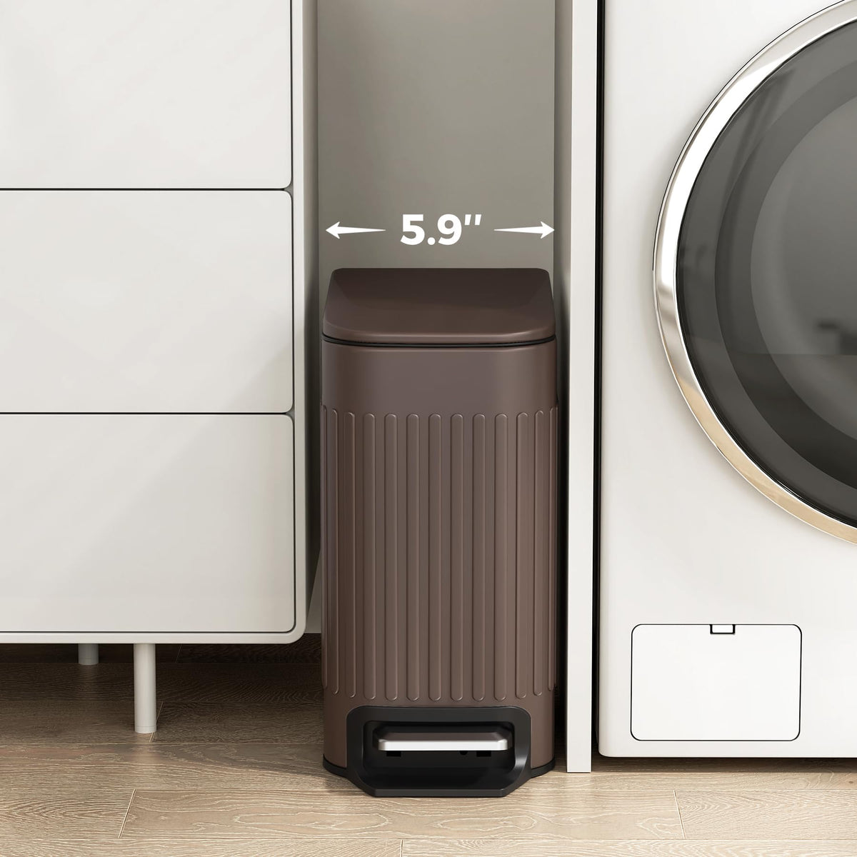 Slim Bathroom Trash Can with Lid Soft Close & Pedal