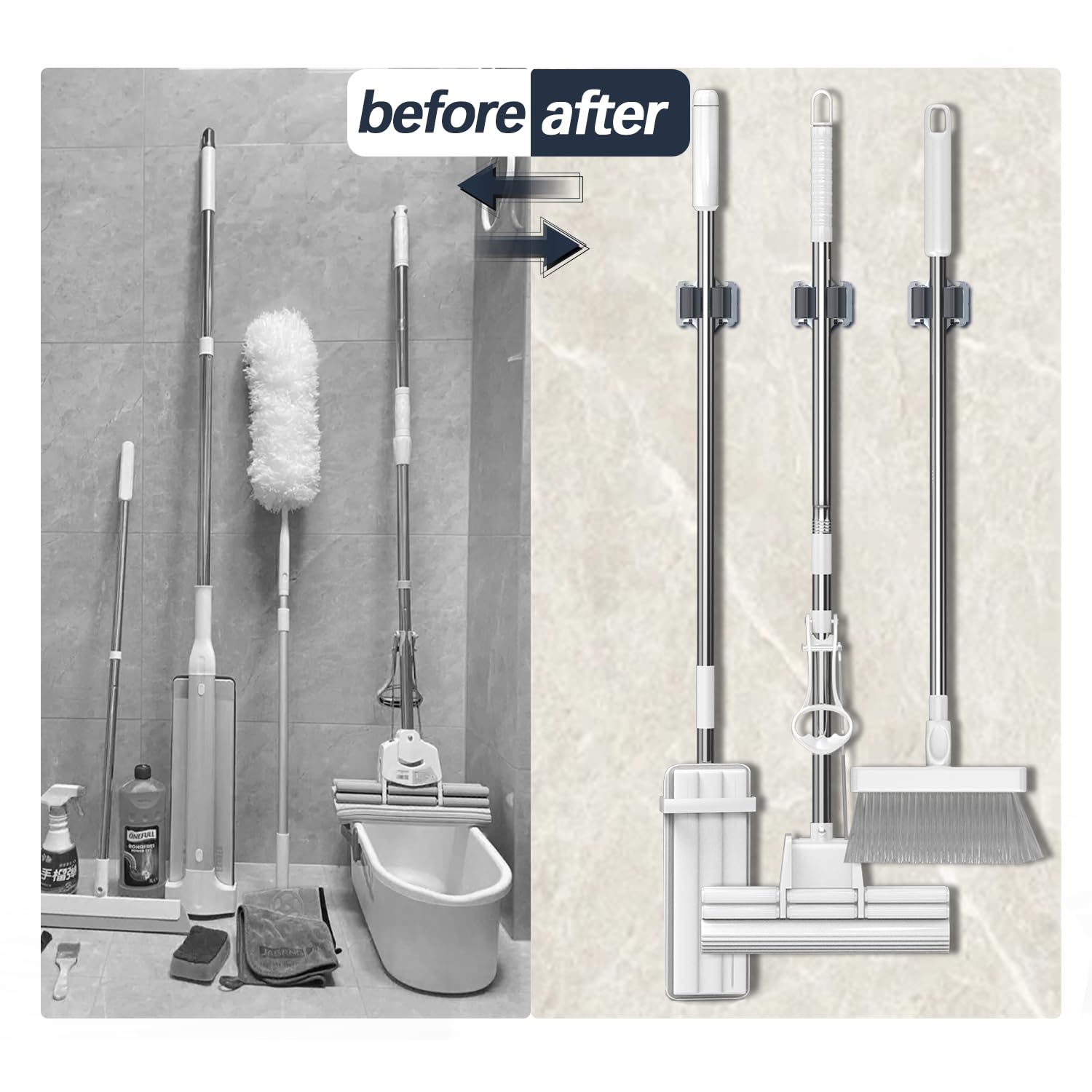 10 Pack Mop and Broom Holder Big Size Hanging 1 KG Extra (10 Count)