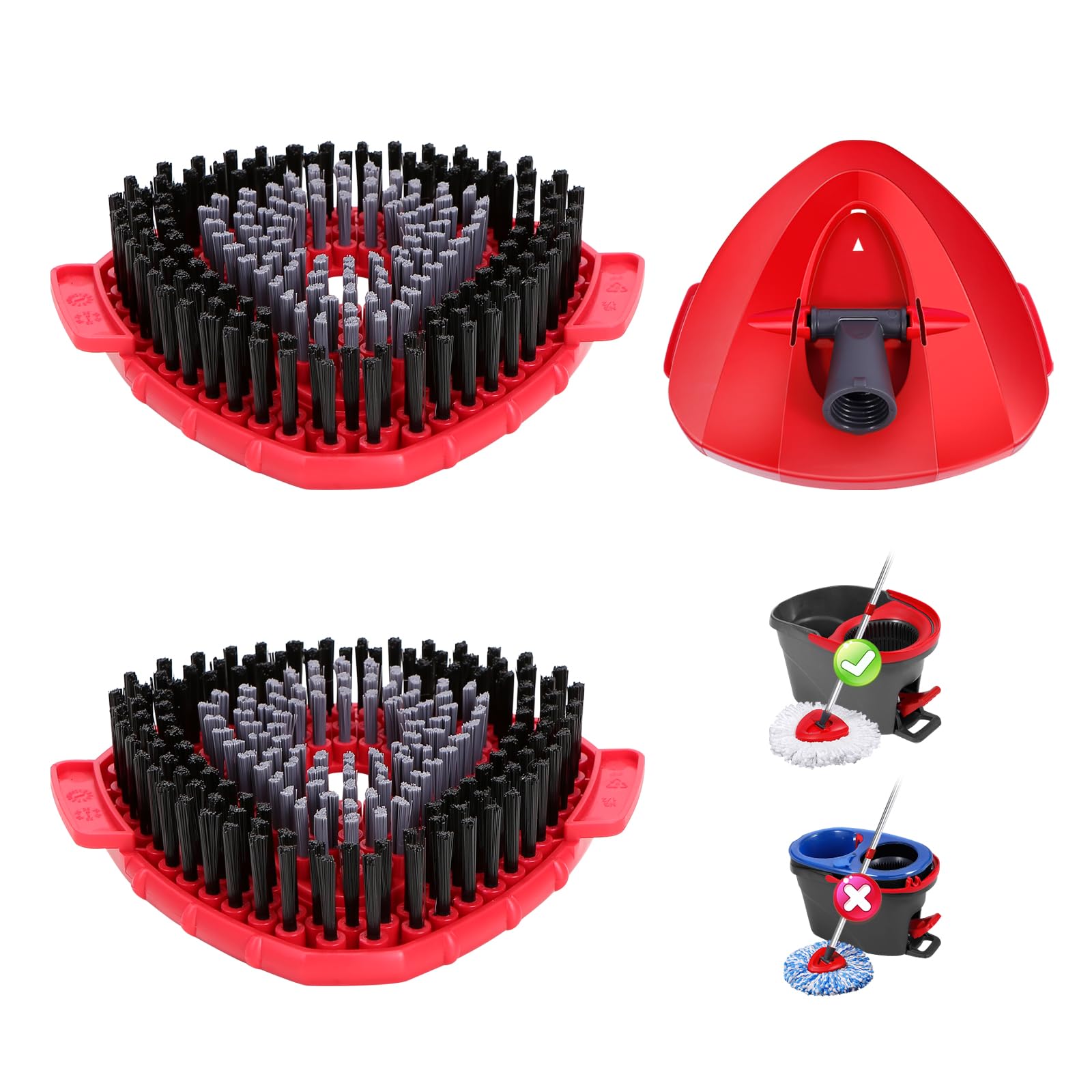 3 Piece Upgrade Scrub Brush Attachment & Base Compatible with O Cedar EasyWring 1 (3 Count)