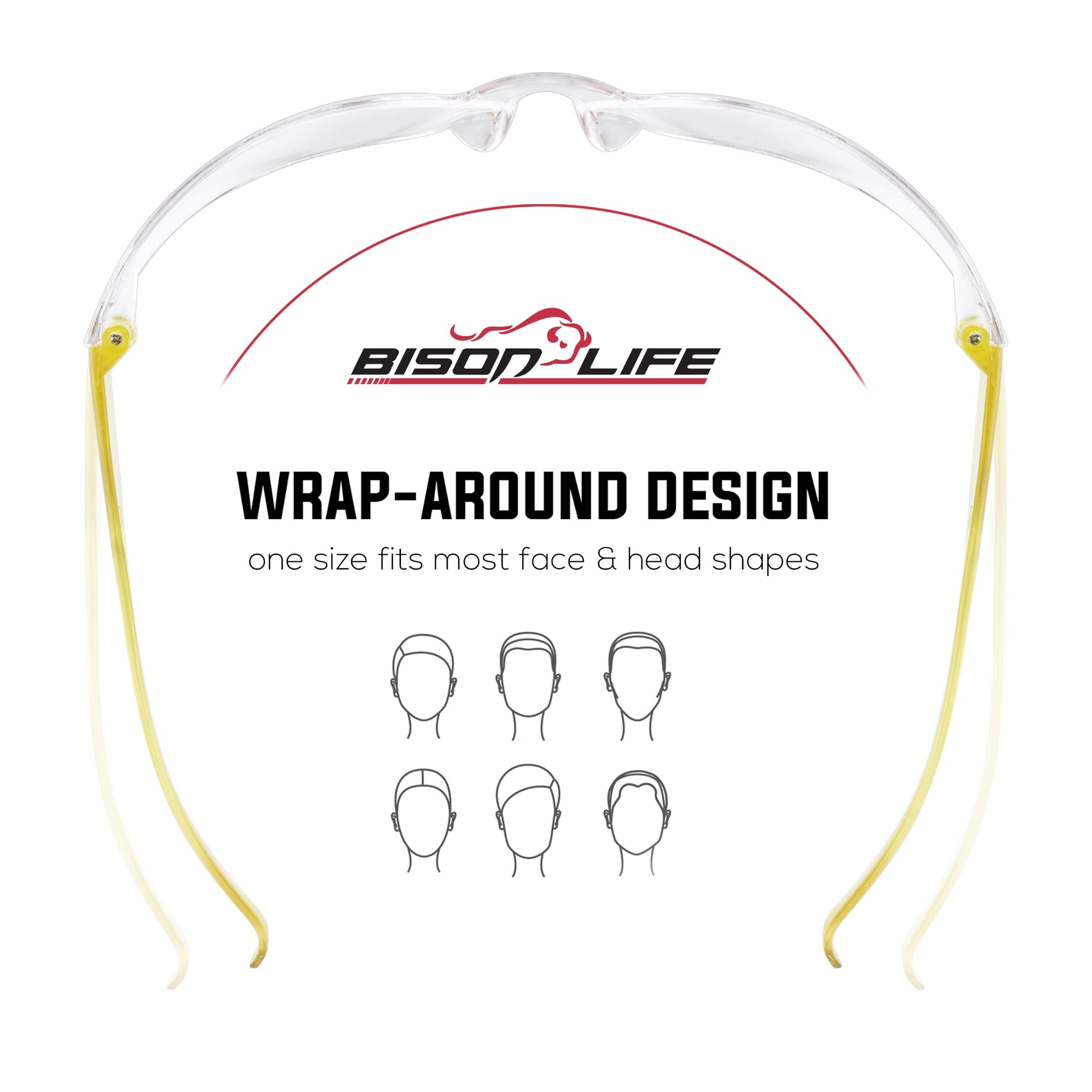 Clear Lens Yellow Temple Safety Glasses Bulk 6 Pack (6 Count)