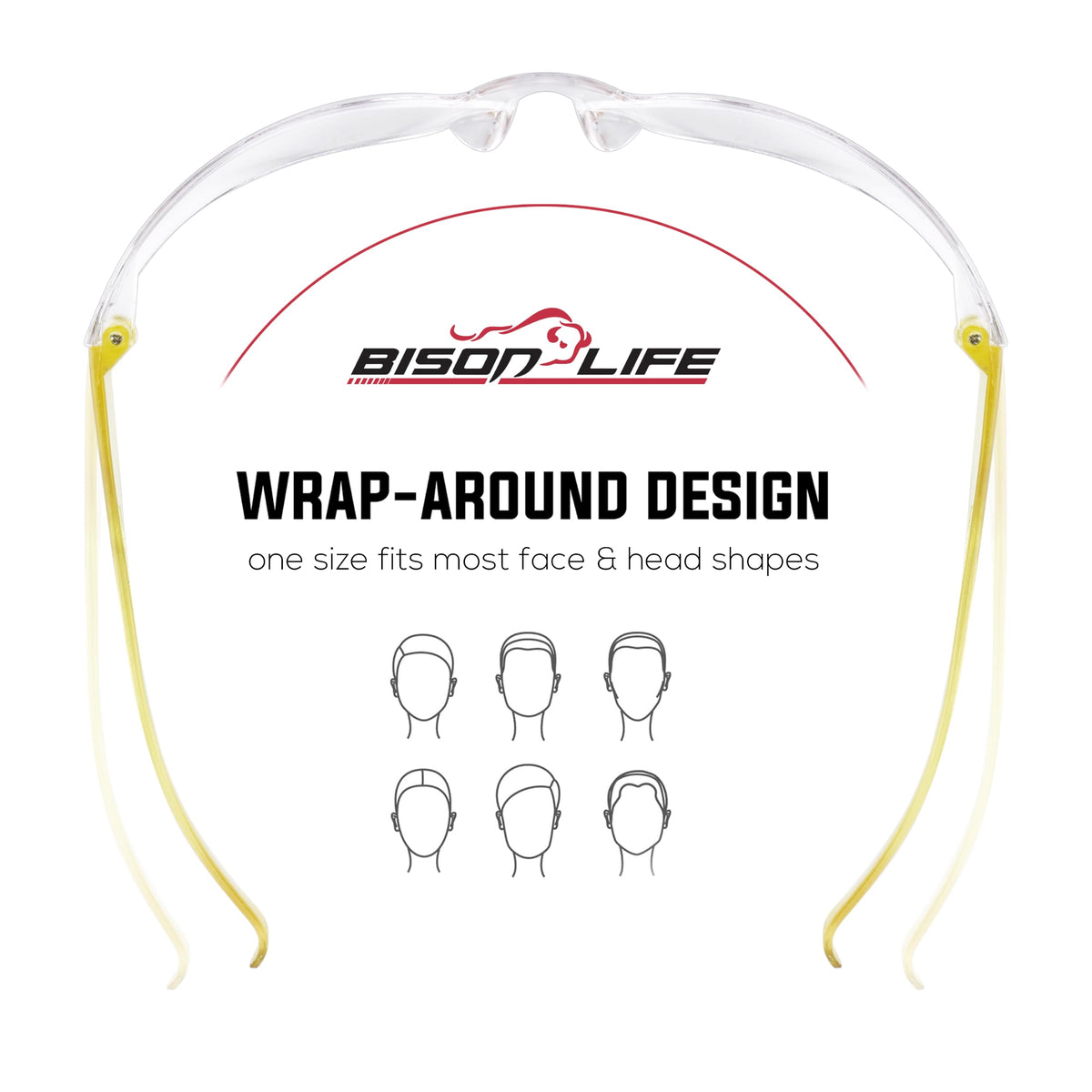 Clear Lens Yellow Temple Safety Glasses Bulk 6 Pack (6 Count)