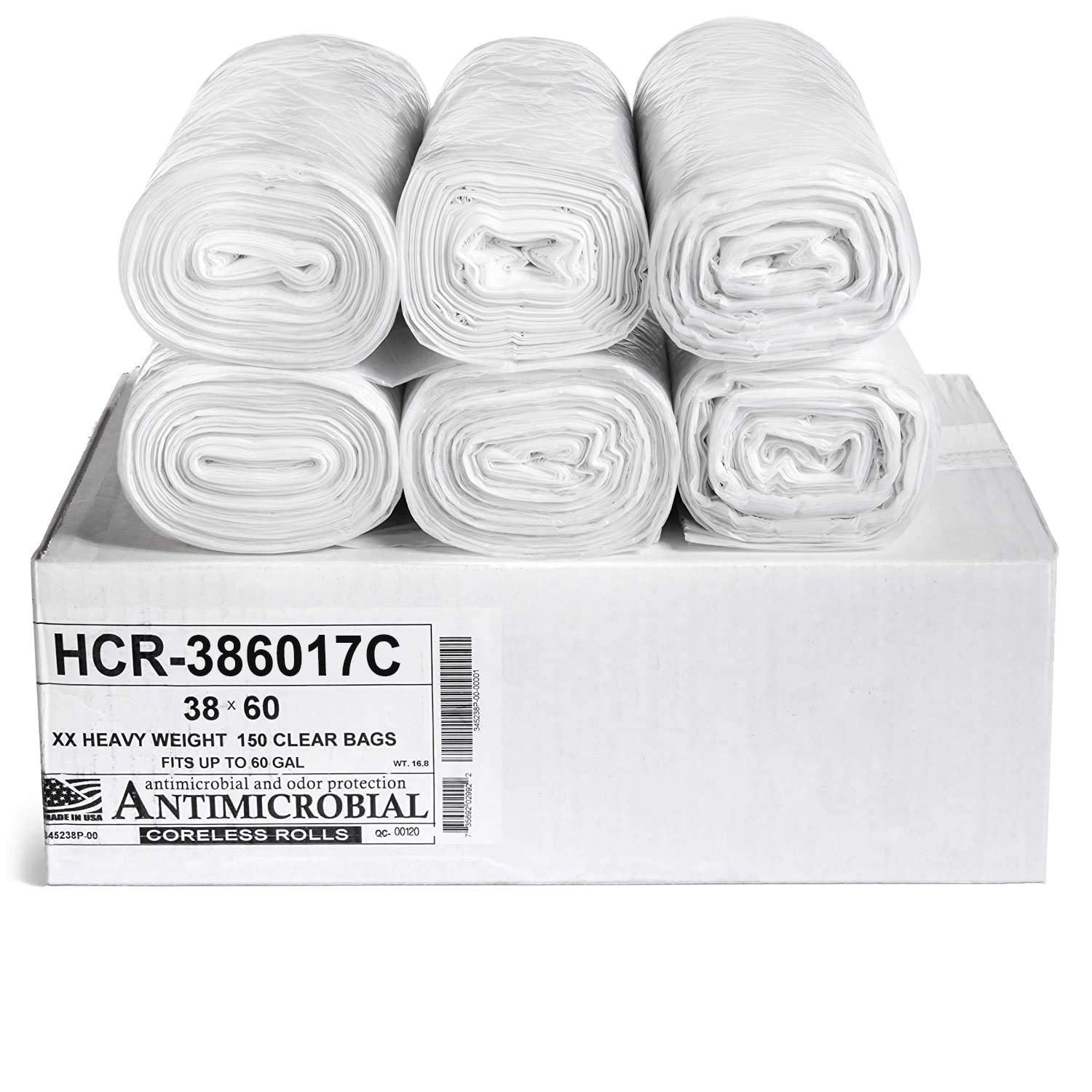 60 Gal Clear Trash Bags (150 Count)