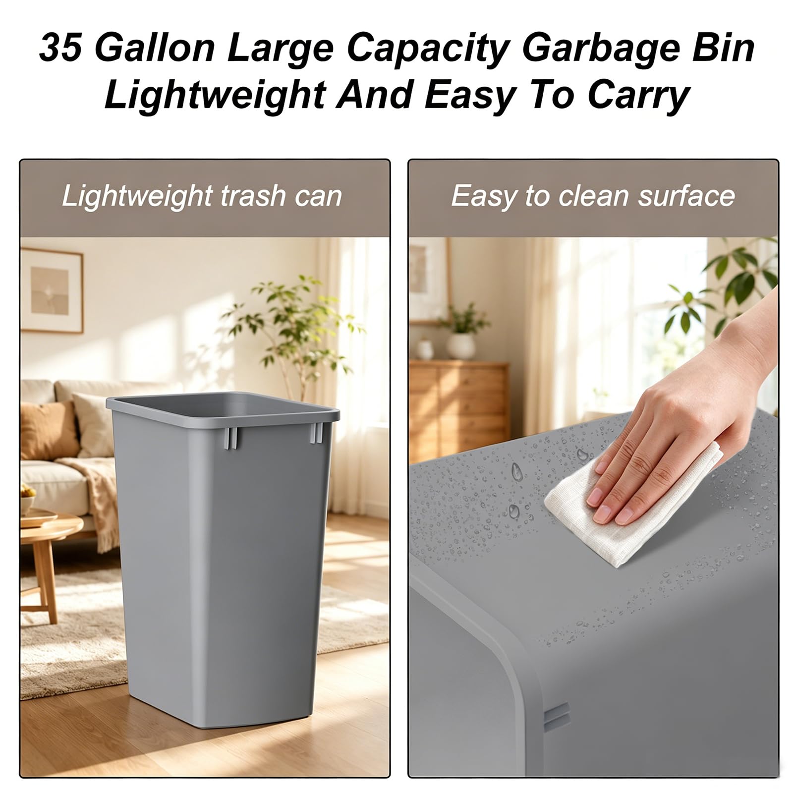 35 Quart Plastic Trash Can (4 Count)