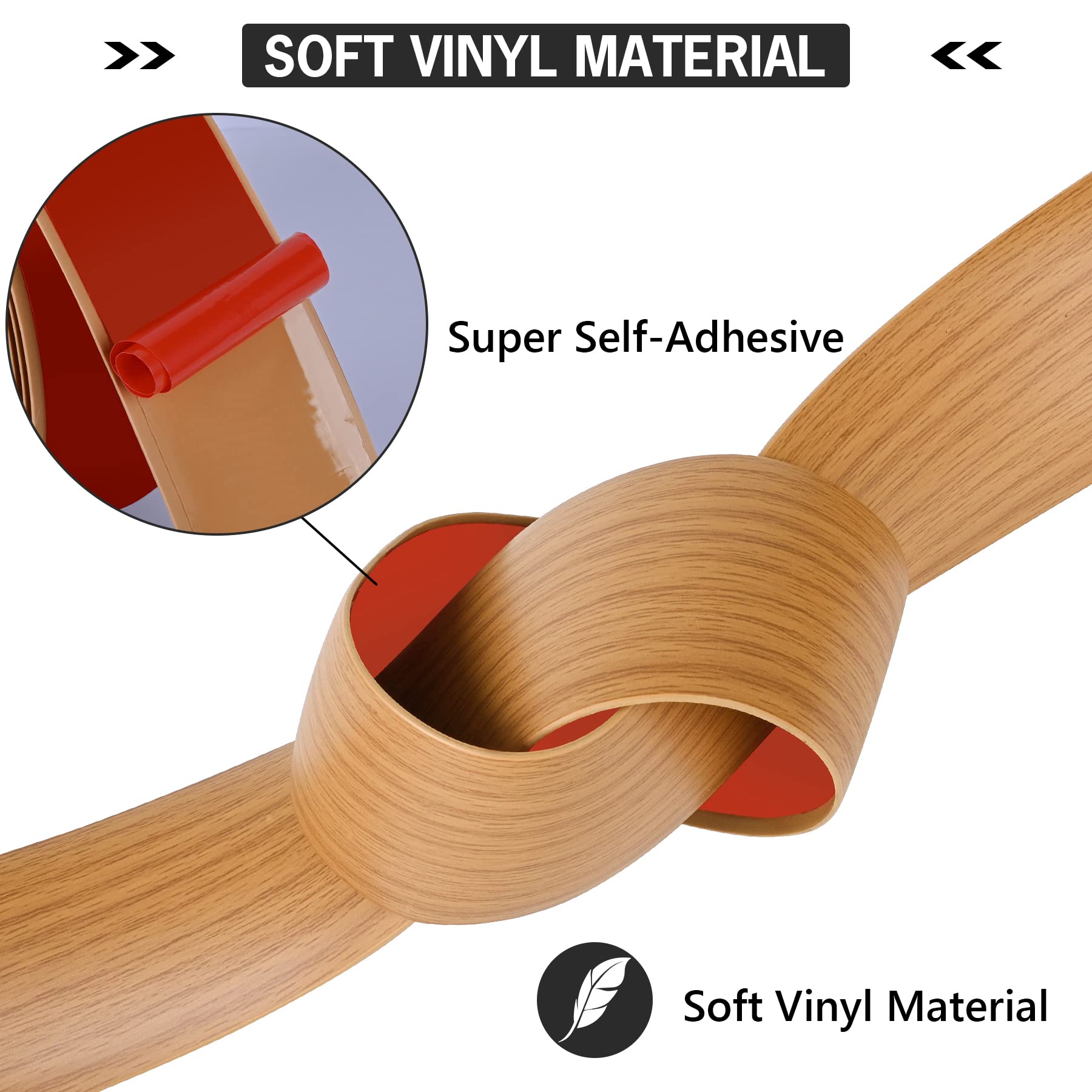16.4Ft Floor Transition Strip Self Adhesive Vinyl Cover Floor Strip Flat Divider Transition Strip Wood Grain Design for Laminate Floor Gaps and Doorway Transitions (16.4 Foot)