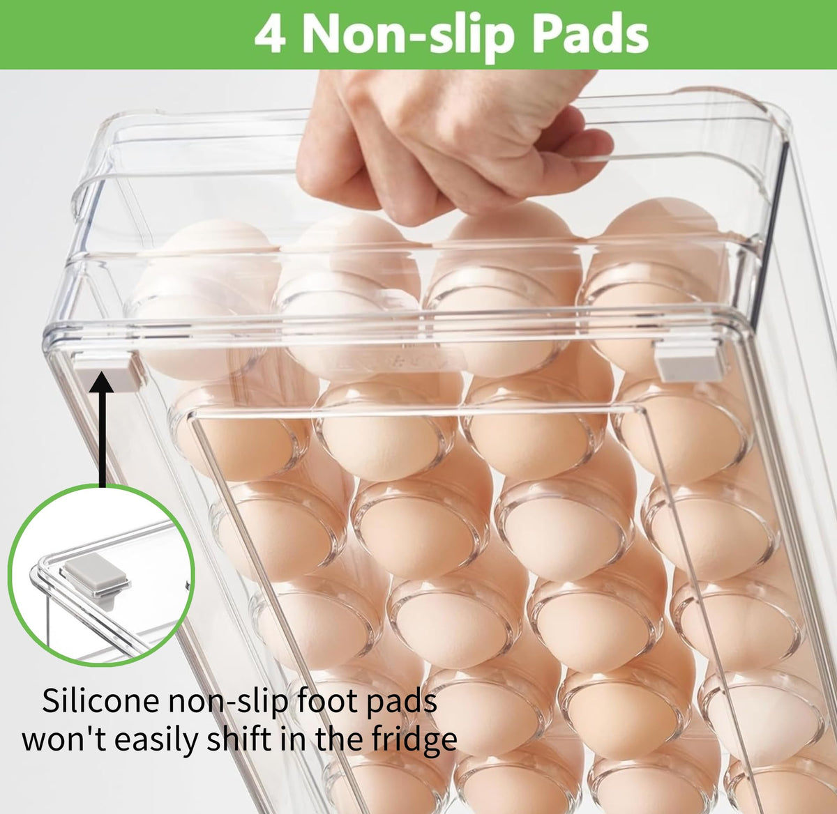 24 Capacity Egg Holder for Refrigerator Organizer Bins