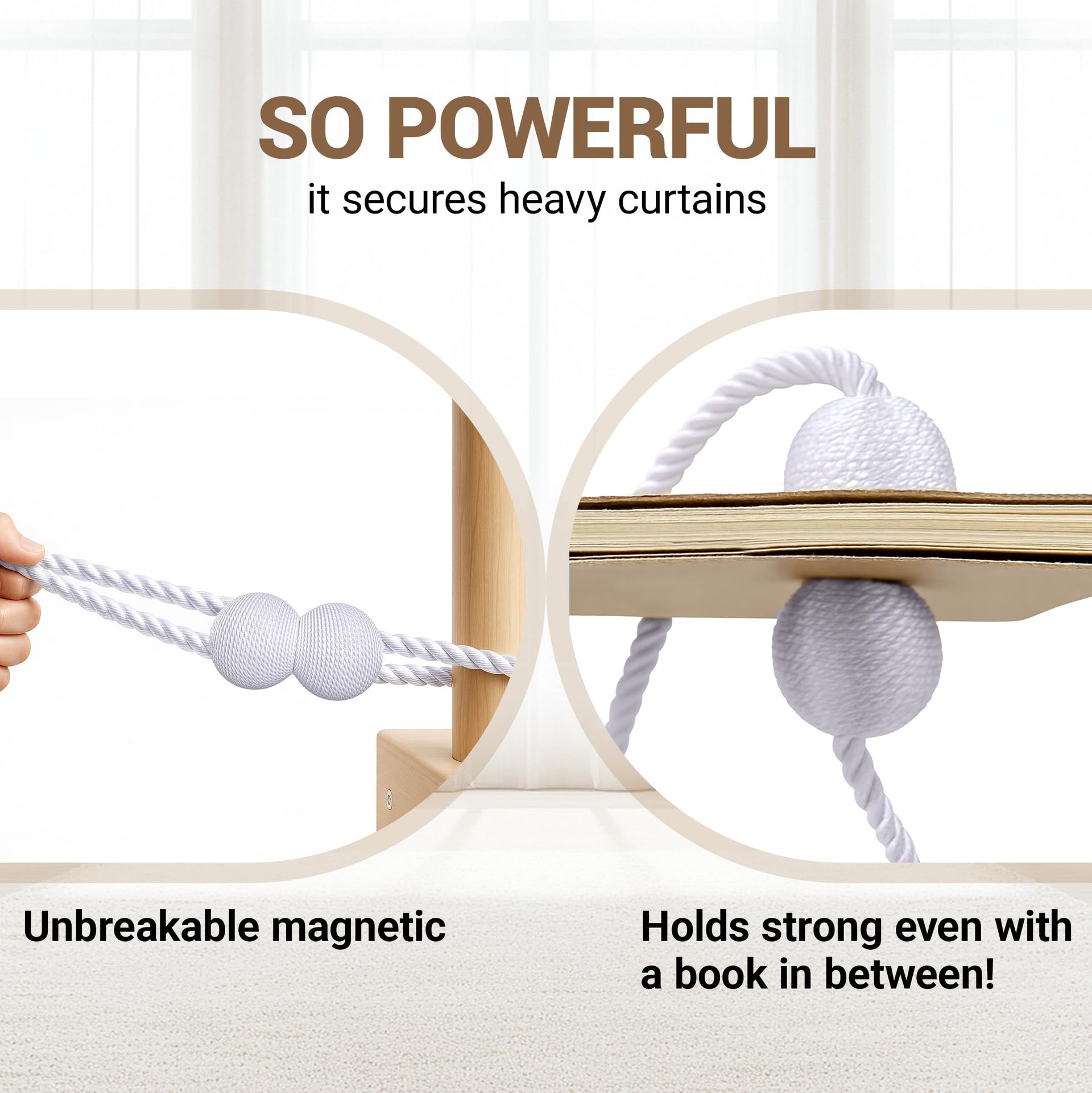 Magnetic Curtain Tiebacks White 4 Pack
