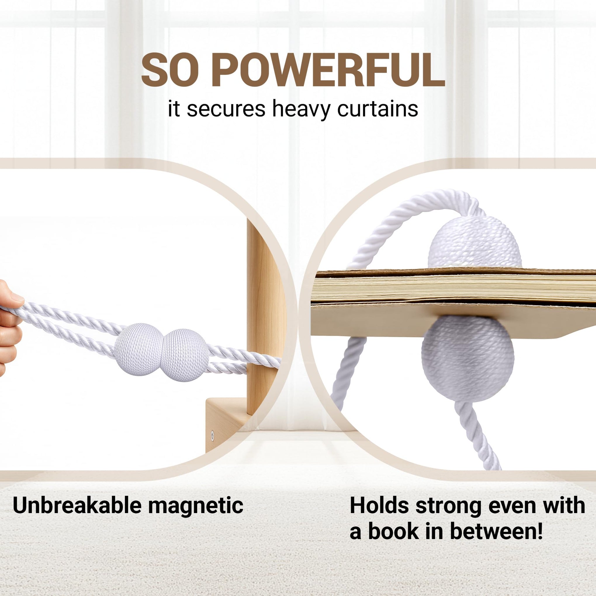 Magnetic Curtain Tiebacks White 4 Pack