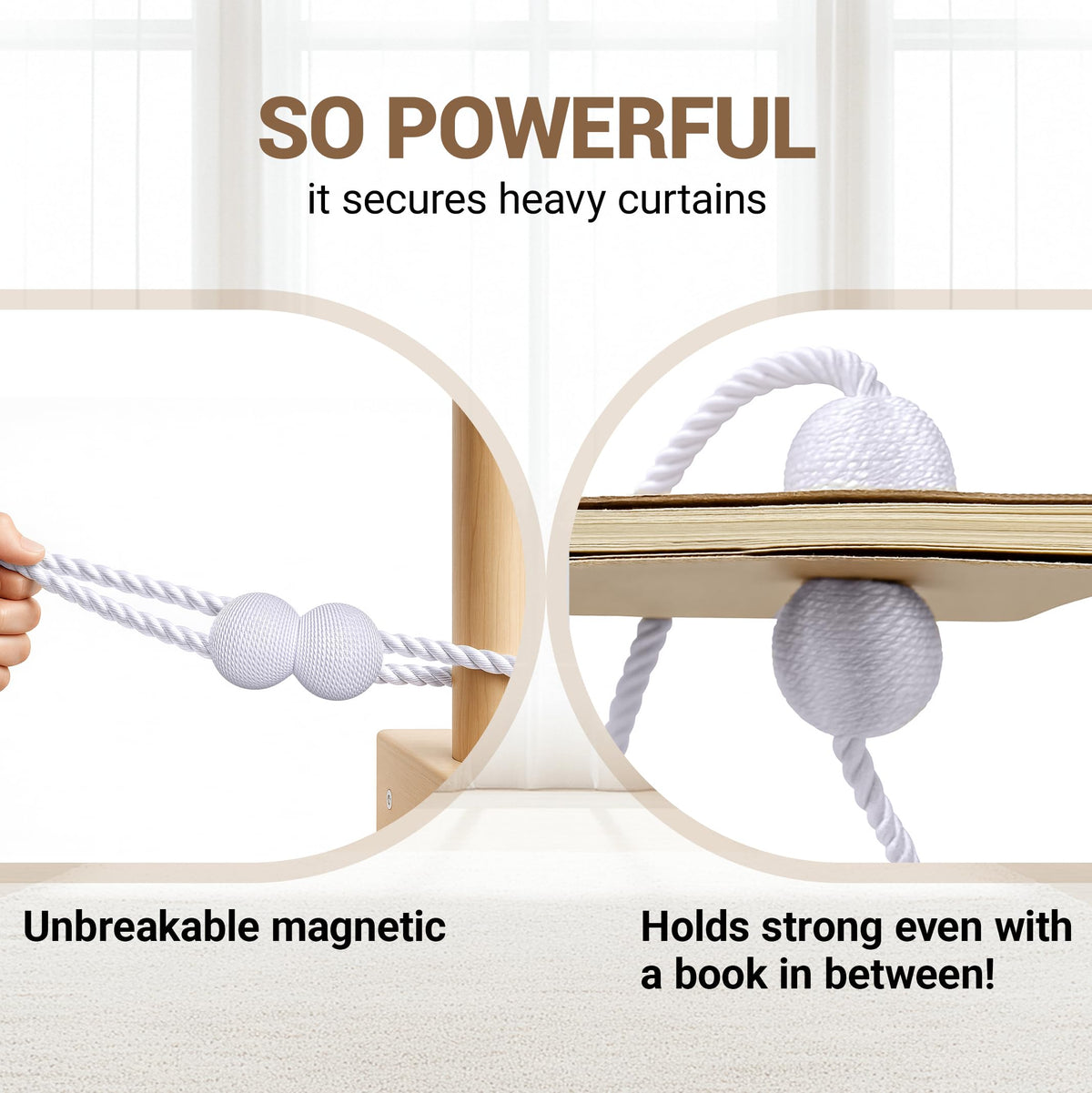 Magnetic Curtain Tiebacks White 2pcs