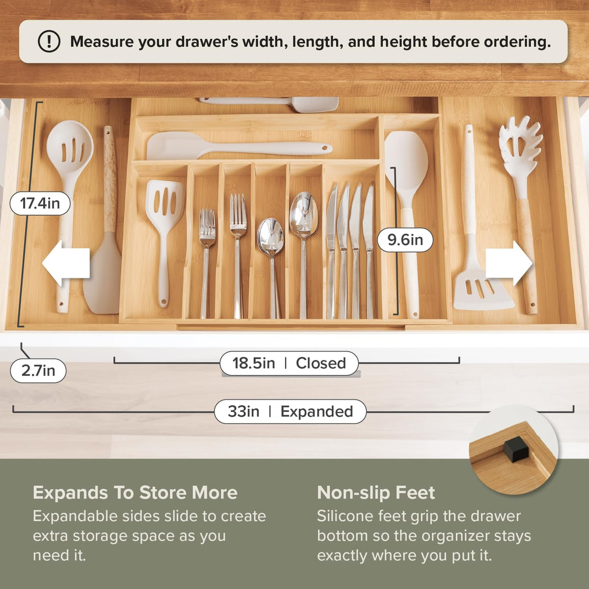 Silverware & Utensil Drawer Organizer