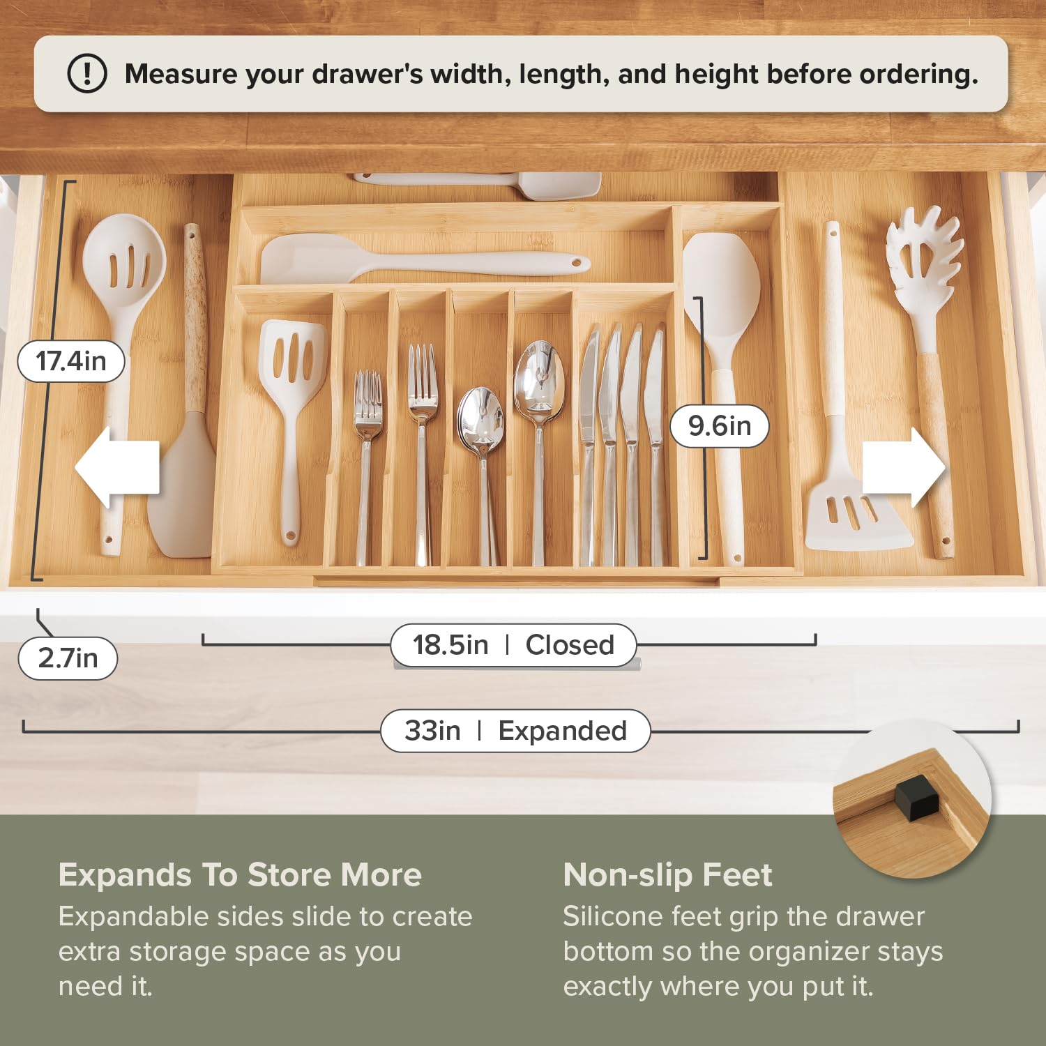 Silverware & Utensil Drawer Organizer