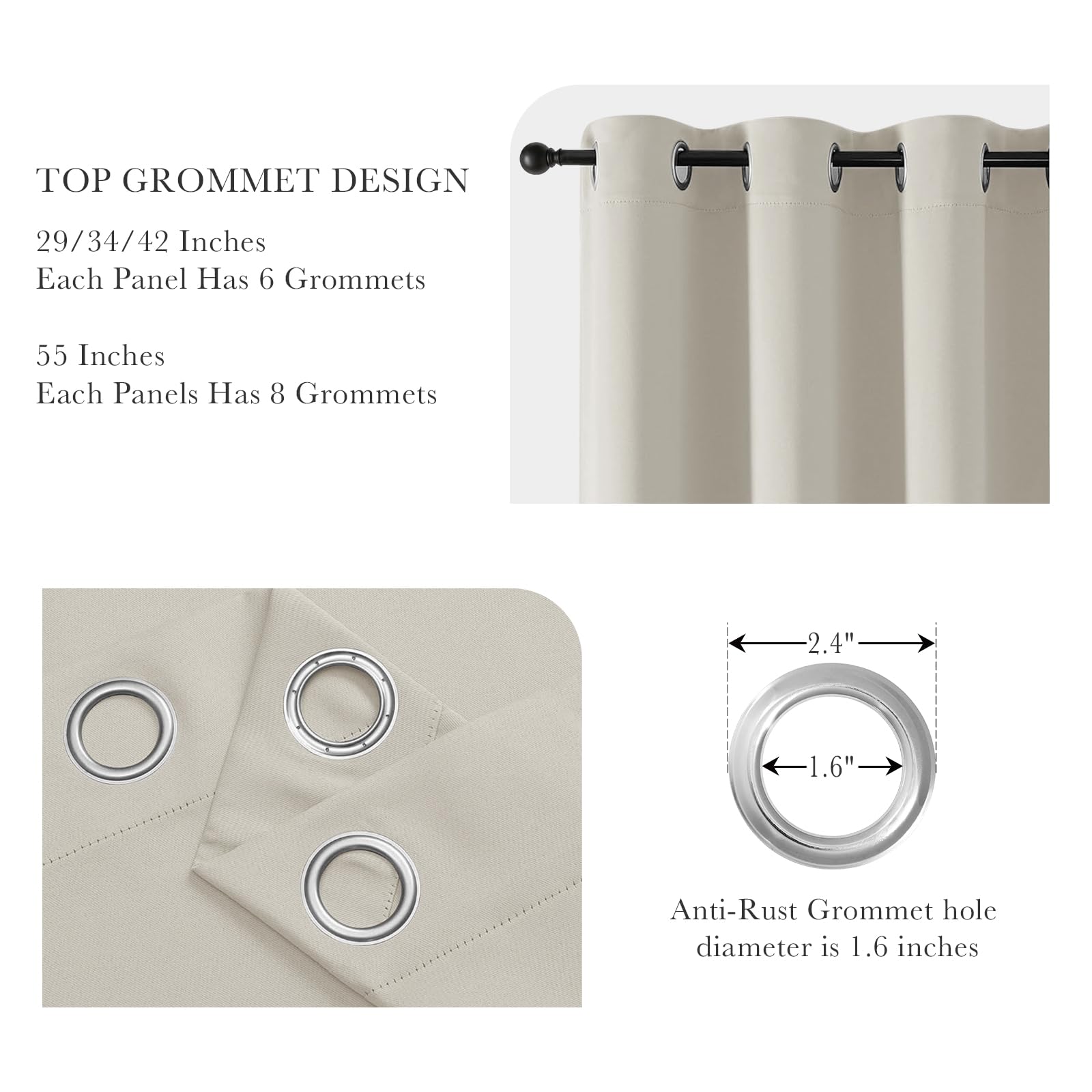 Cream Blackout Curtains for Bedroom (2 Count)