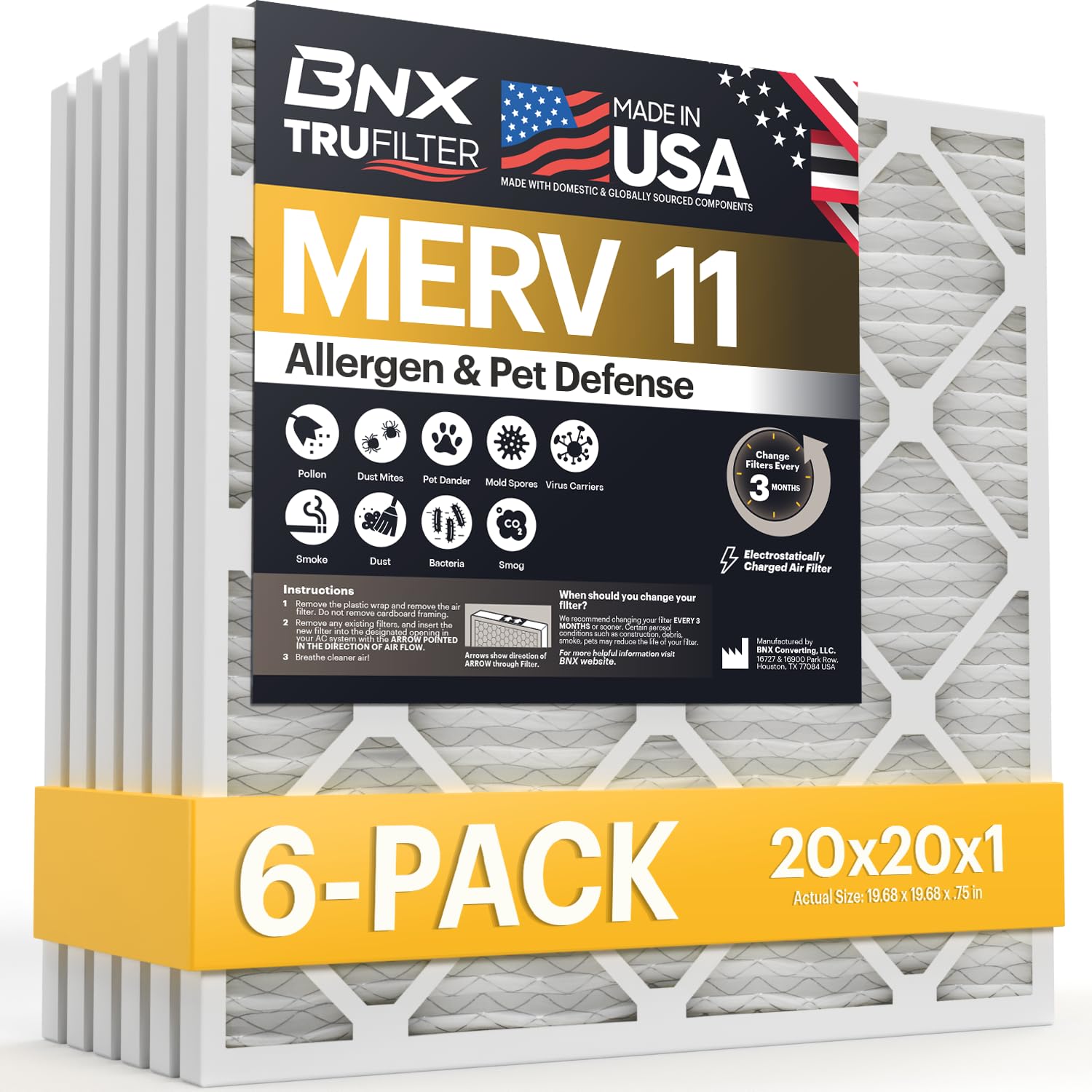 TruFilter 20x20x1 Air Filter MERV 11 (6 Count)