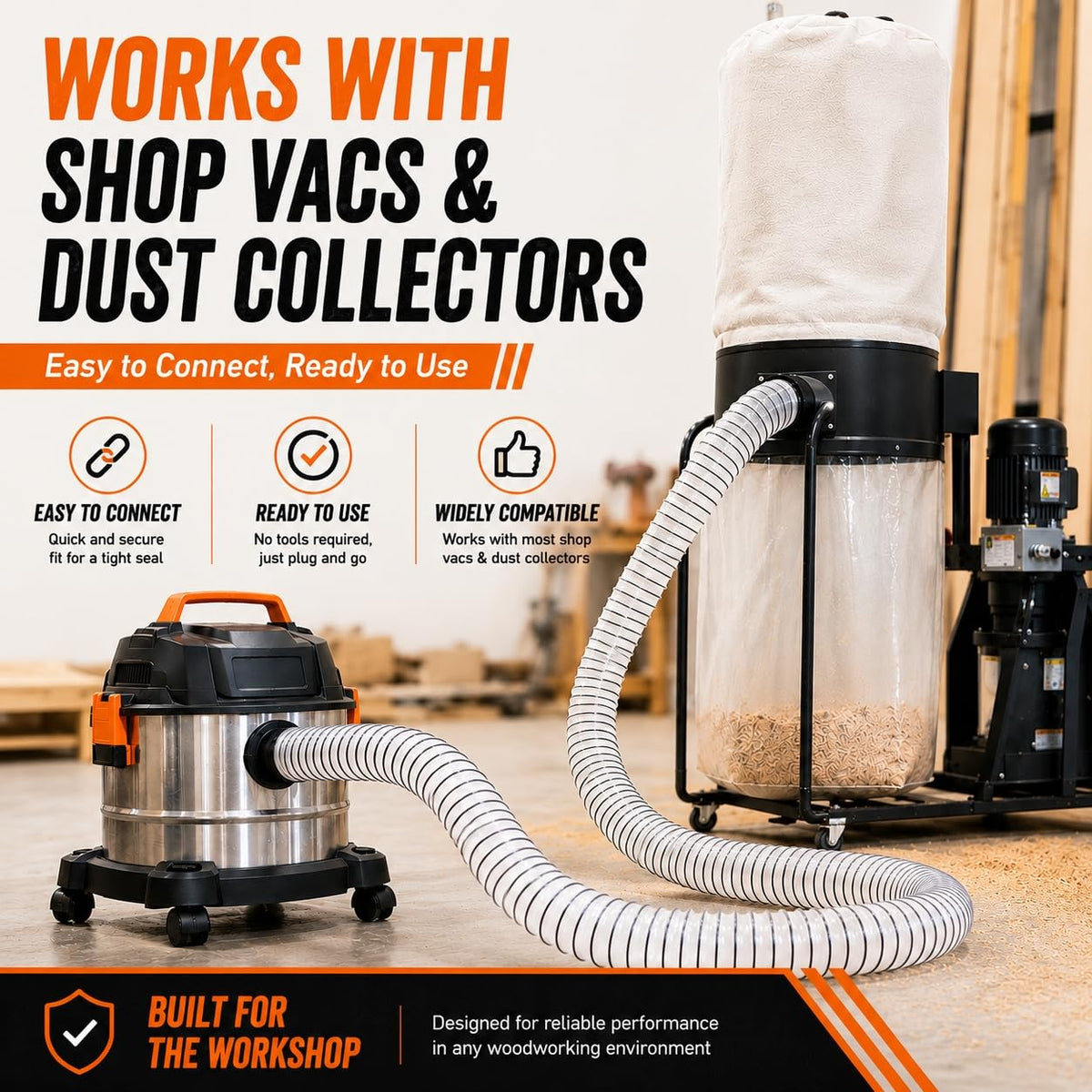 3"x10' Clear PVC Dust Collection Hose