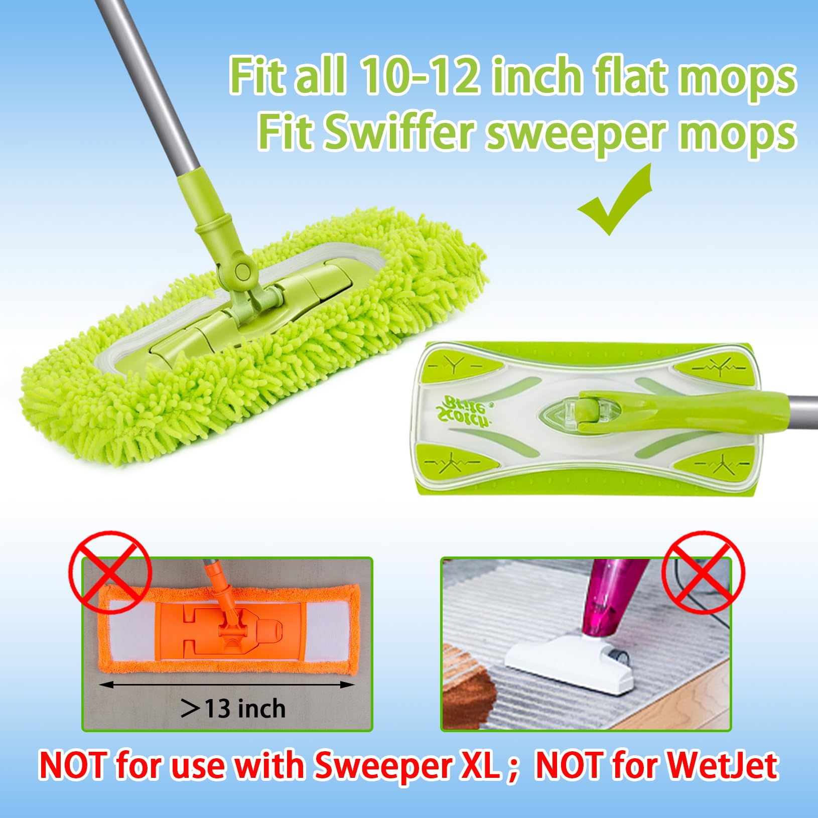 Reusable Dry Sweeping Cloths Microfiber Wet Mop Pads Compatible with Swiffer Sweeper Mop Replacement Sweeping Mopping pad Refills for Hardwood Surface Floor Cleaning (6 Count)