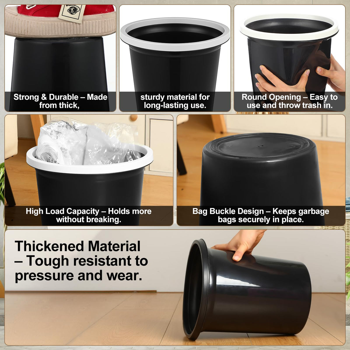 36 Pcs Bathroom Trash Cans Bulk 2.6 Gallon Small Waste Basket Round Garbage Can Plastic Trash Bin Small Container for Home Dorm Kitchen Office Living Room Study Compact Space