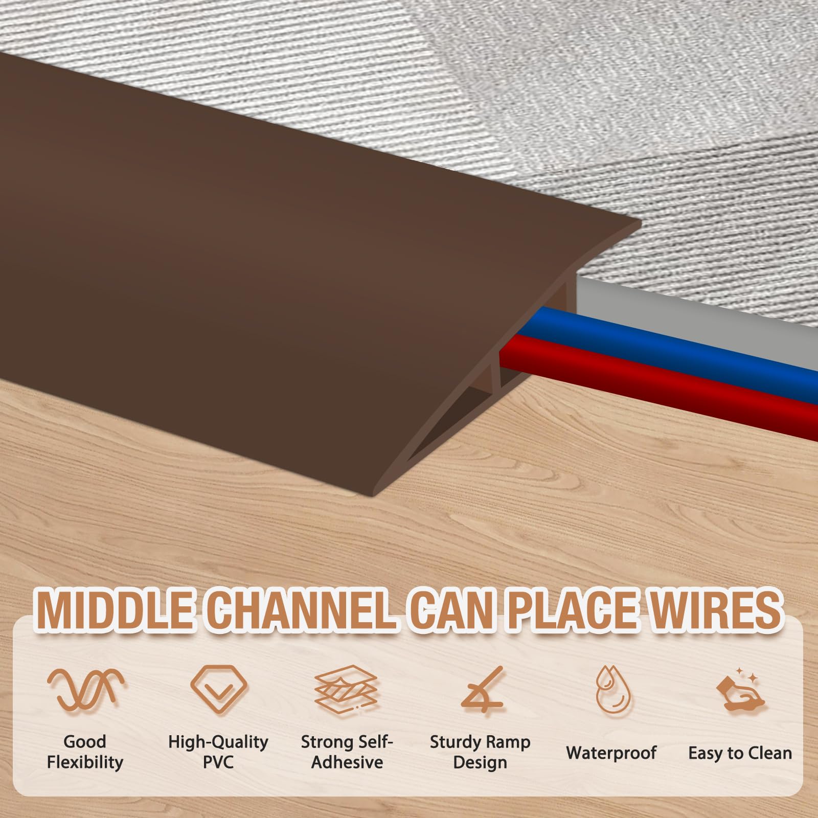 Floor Transition Strip Self Adhesive Vinyl Door Threshold Strip (3.3 Foot)