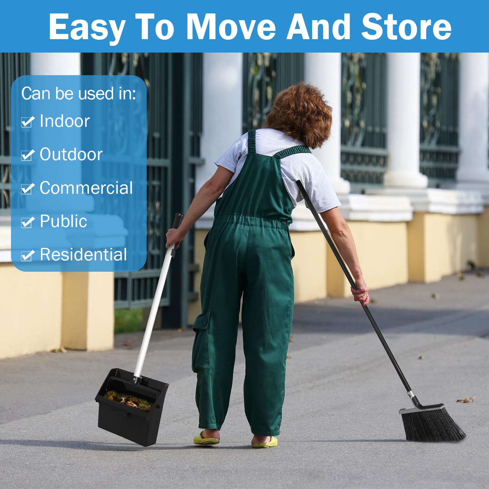 4 Pack Commercial Broom and Dustpan Combo Set 53.15"