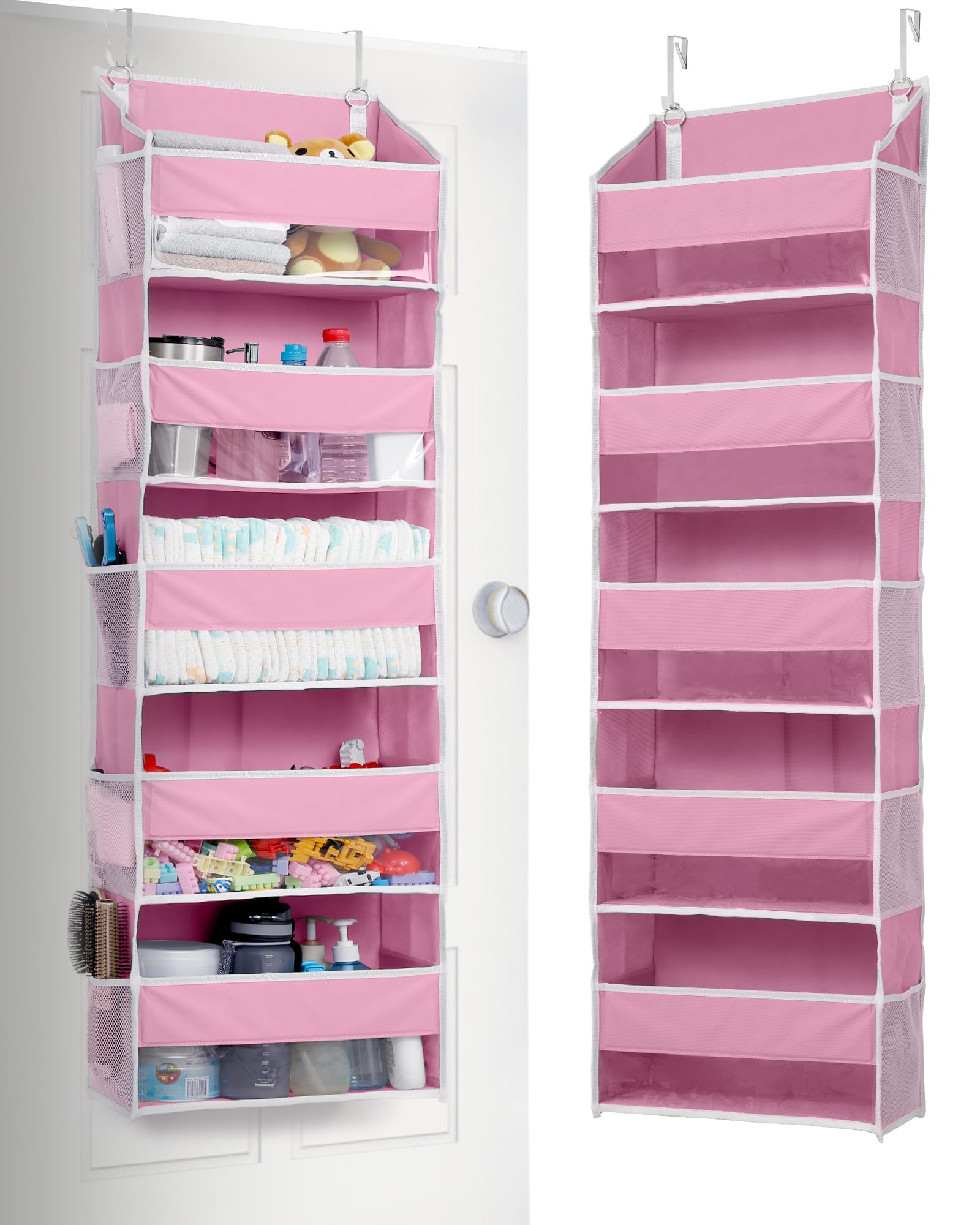1 Pack Over Door Organizer with 5 Large Pockets 10 Mesh Side Pockets