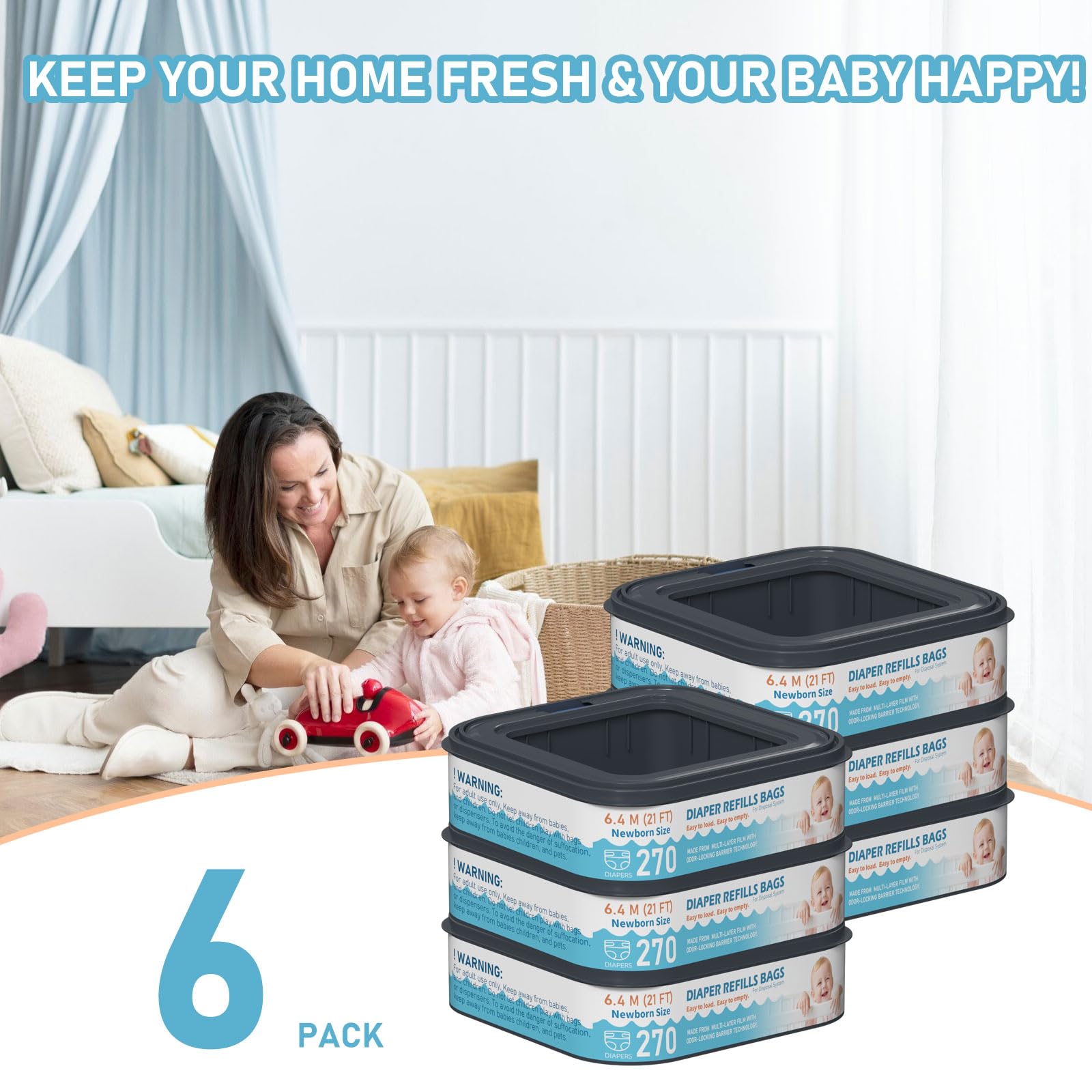 Standard Square Refills Disposal Bags Refill Compatible with Diaper Genie Classic
