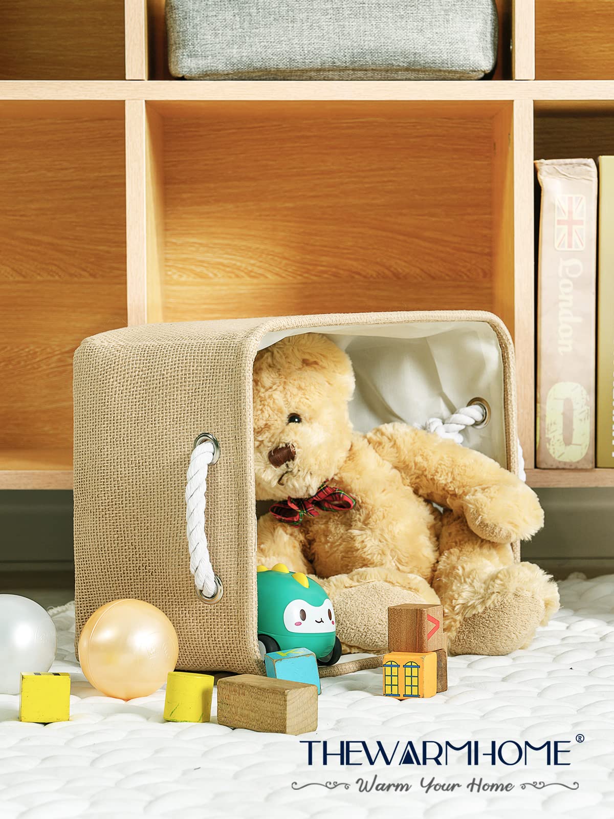 Decorative Basket Rectangular Fabric Storage Bin Organizer Basket with Handles for Clothes Storage