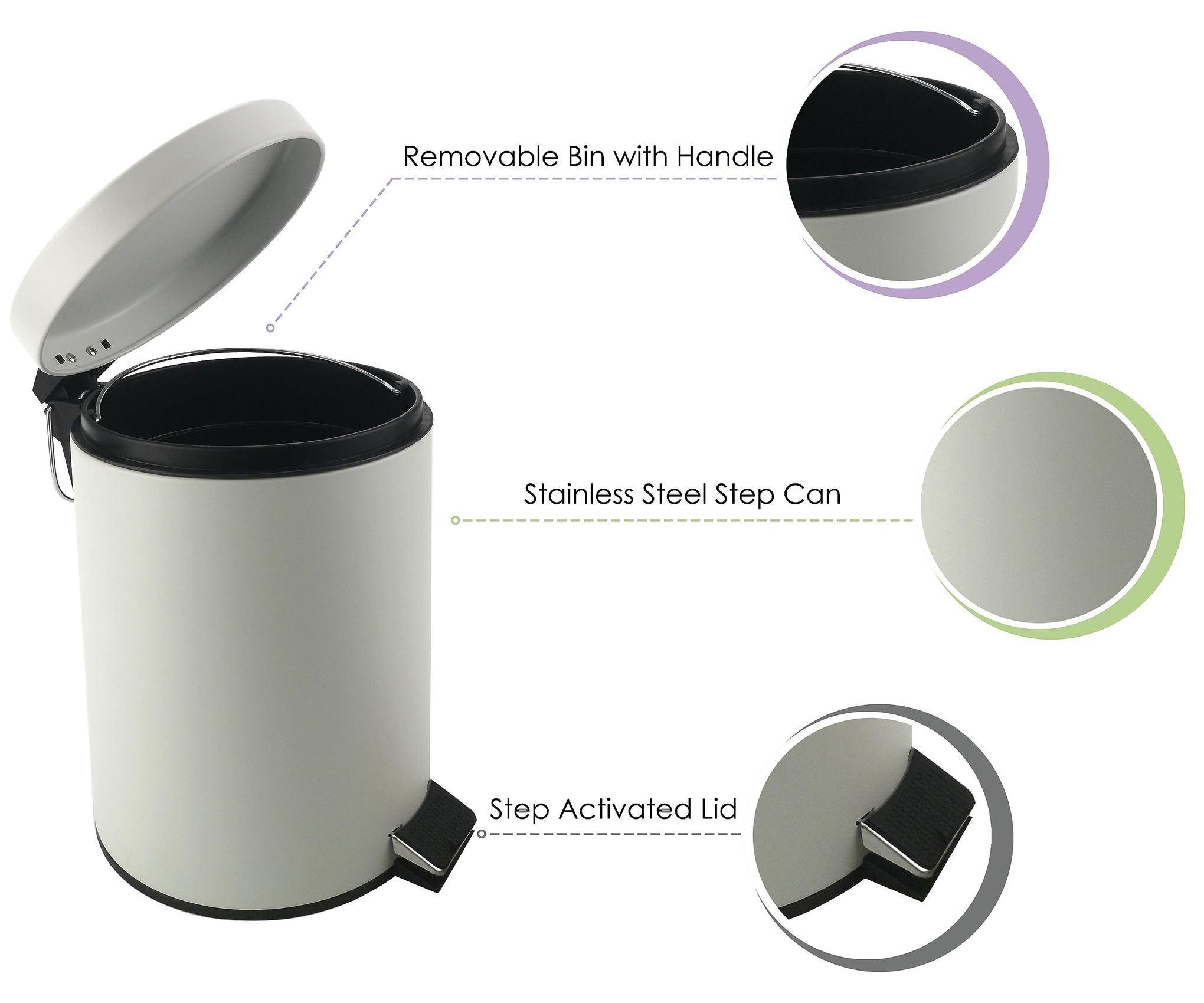 Stainless Steel Small Trash Can with Lid & Step Pedal