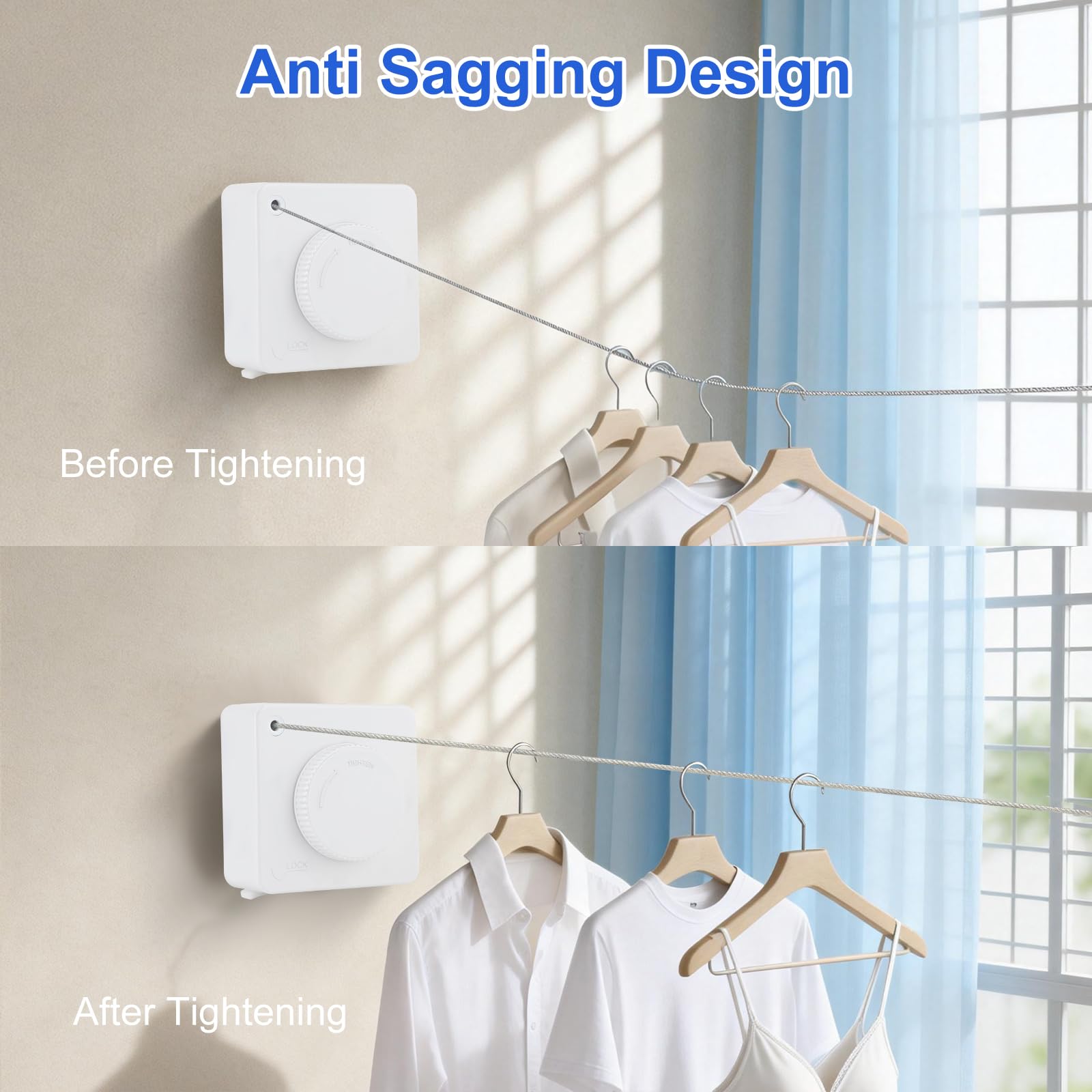 15.7Ft Retractable Clothesline Indoor Outdoor is Also an Anti (15.7 Foot)