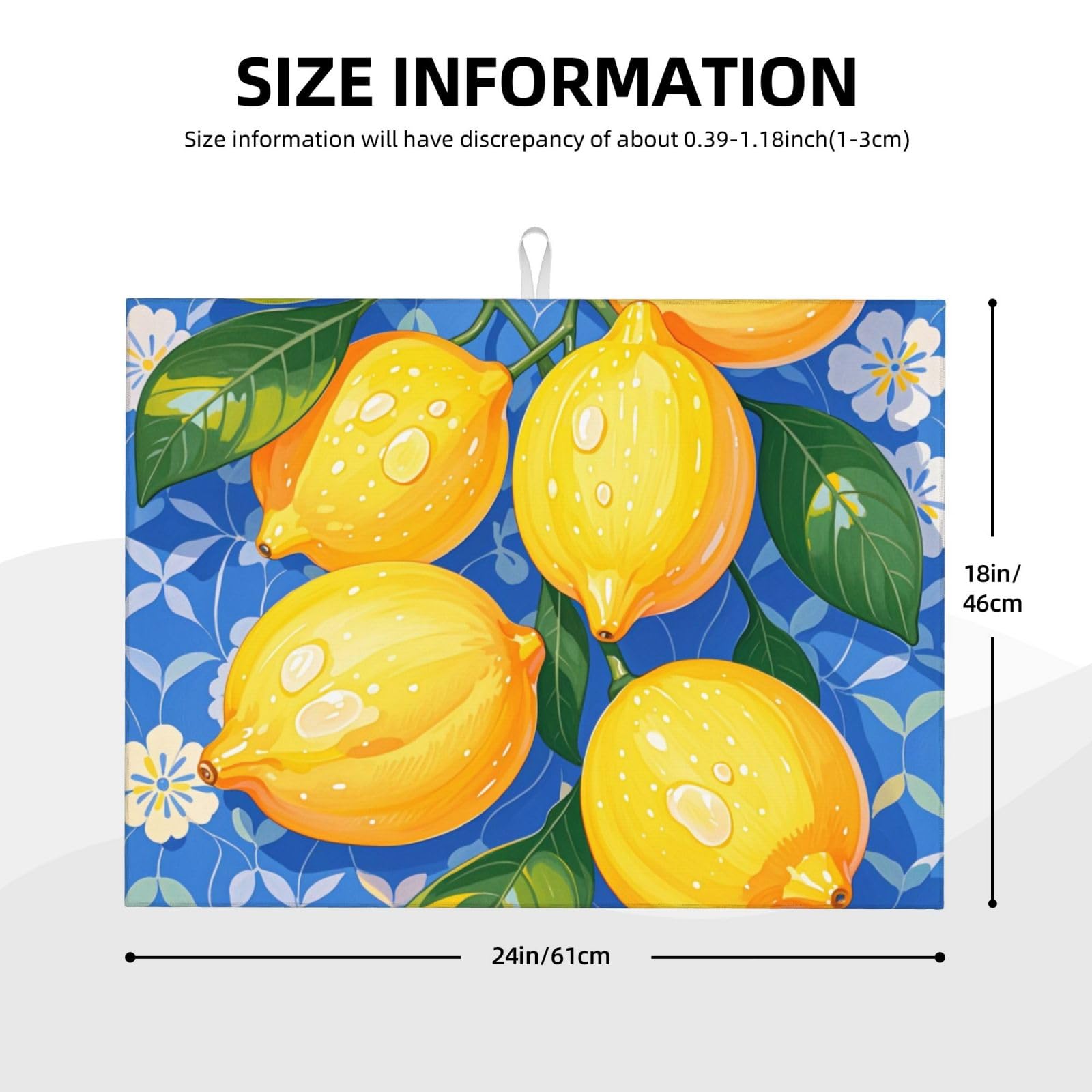 lemon Dish Drying Mat Highly Absorbent Double