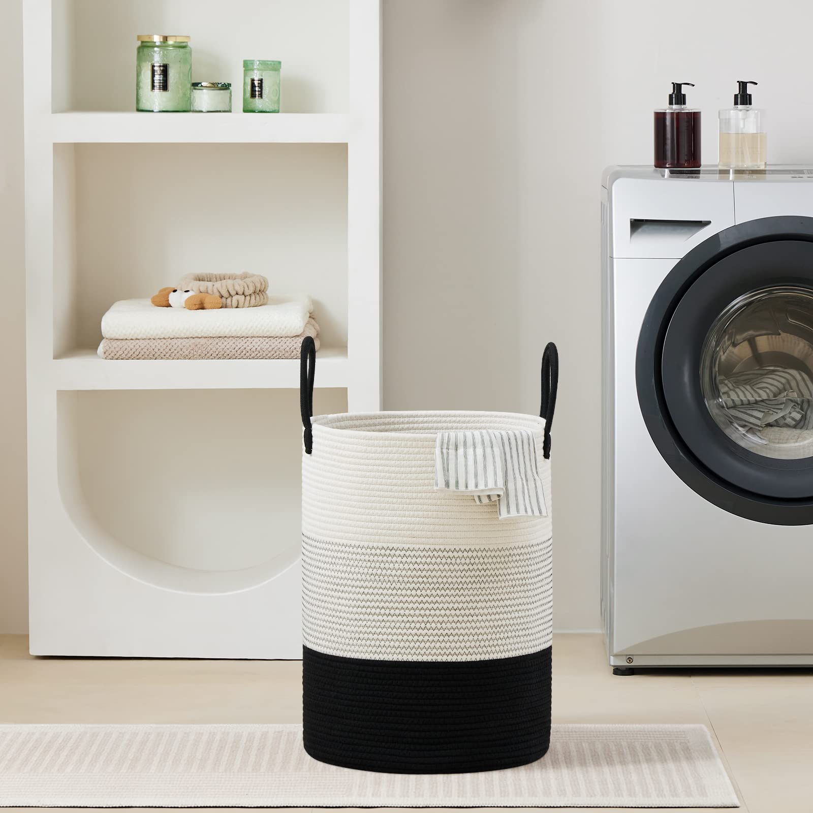 58L Tall Woven Laundry Basket Hamper