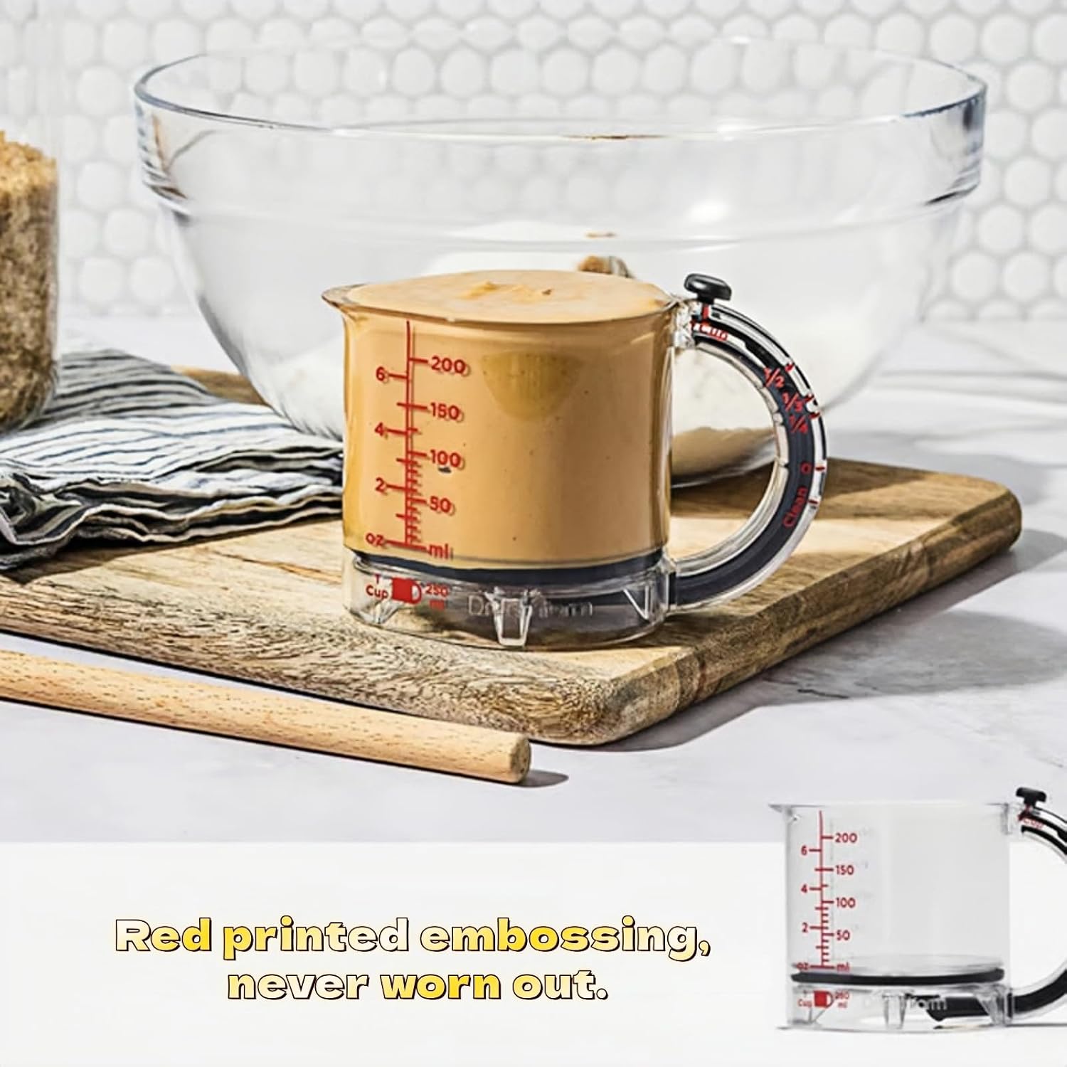 All in One Adjustable Measuring Cup, Push Up Measuring Cup Solid and Liquid, Space Saving, Easy to Clean, Multifunctional Kitchen Measuring Cups for Preparation, Baking, and Cooking (1)
