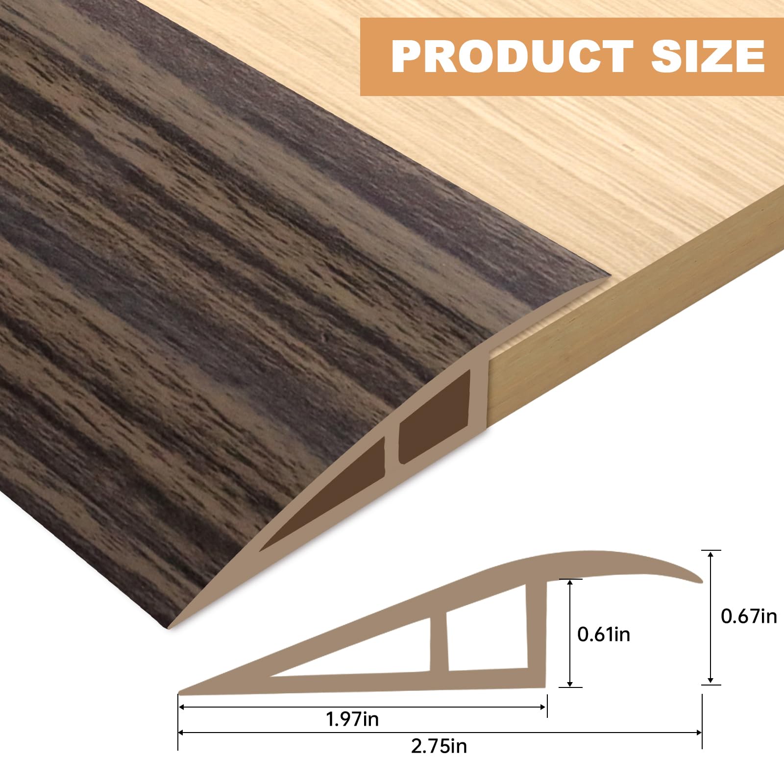 Vinyl Door Threshold Flooring Transition Strip Self Adhesive Carpet Edging Strip for Laminate Doorway Edge Threshold from 2 (6.6 Foot)