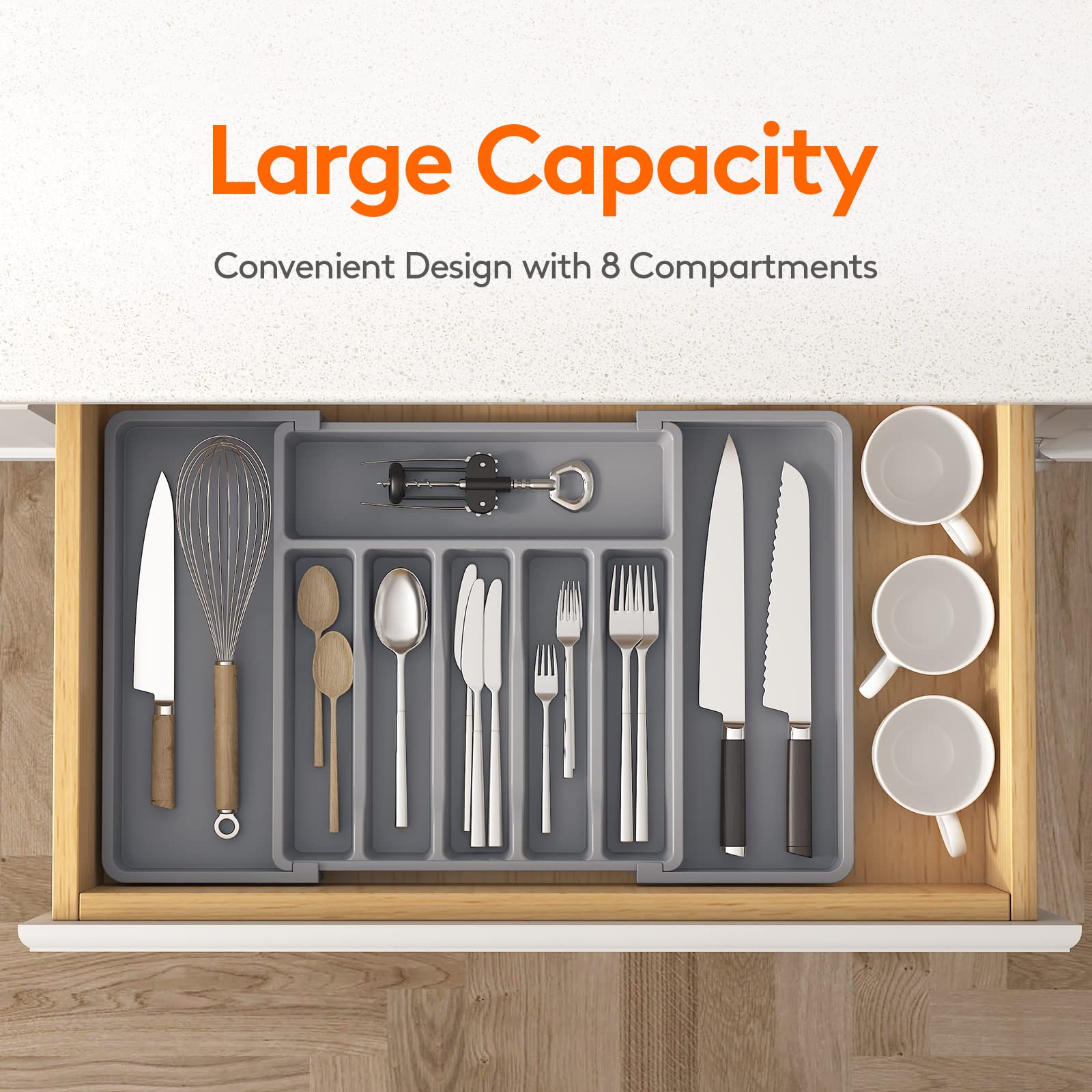 Extra Large Silverware Drawer Organizer