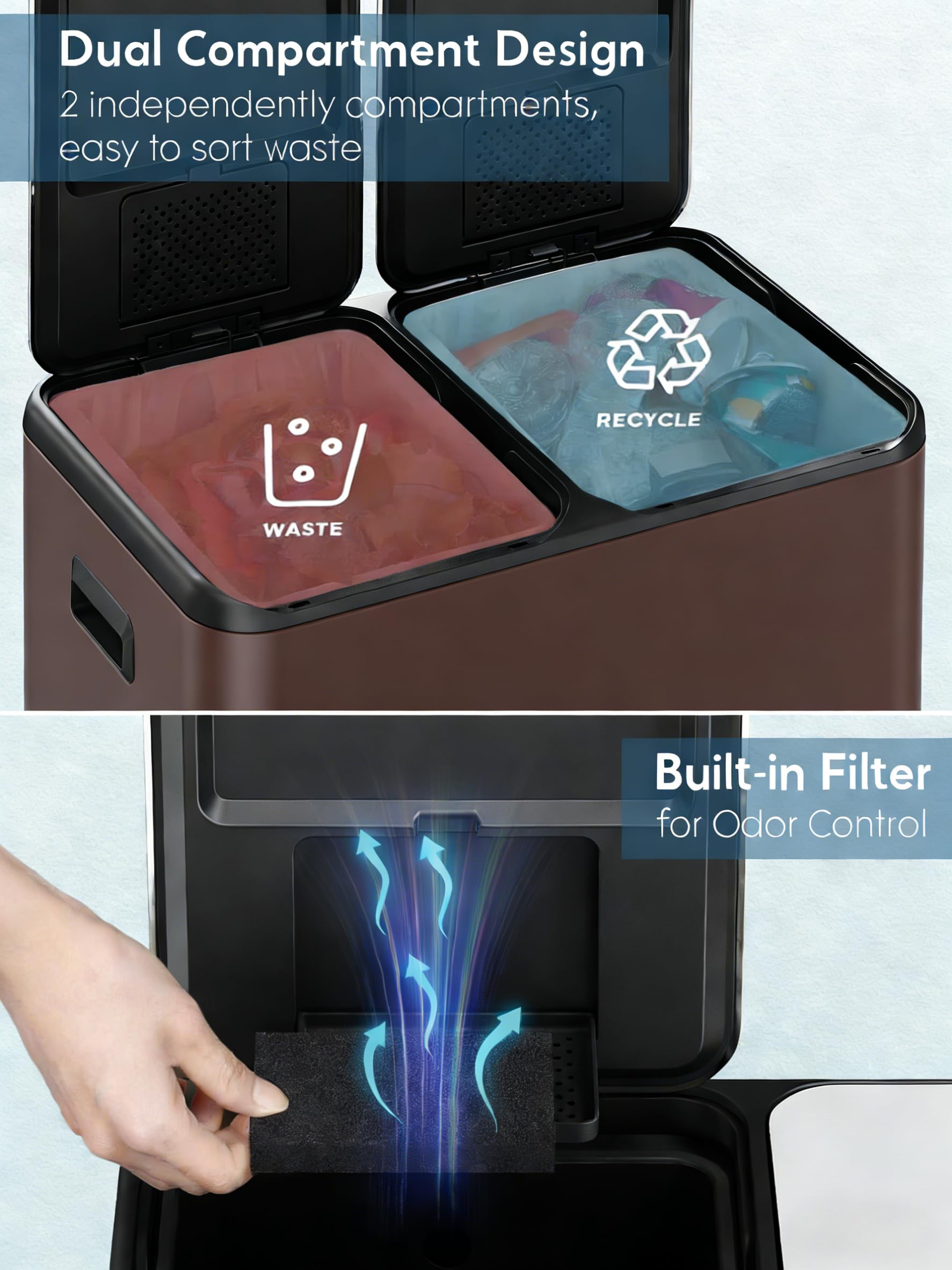 16Gal Dual Trash Can w (2 Count)