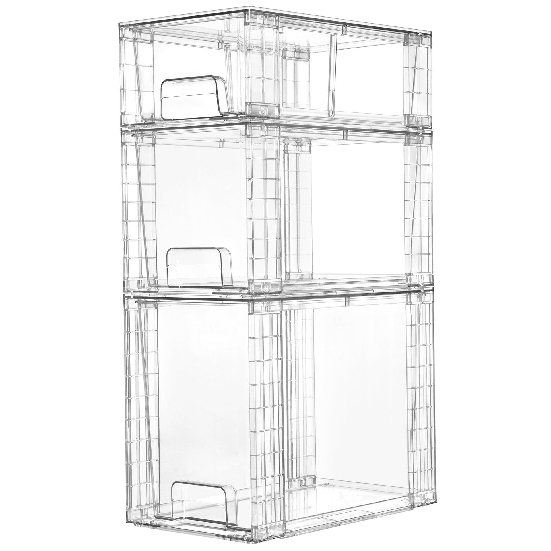 3 Pack Clear Stackable Storage Drawers (3 Count)