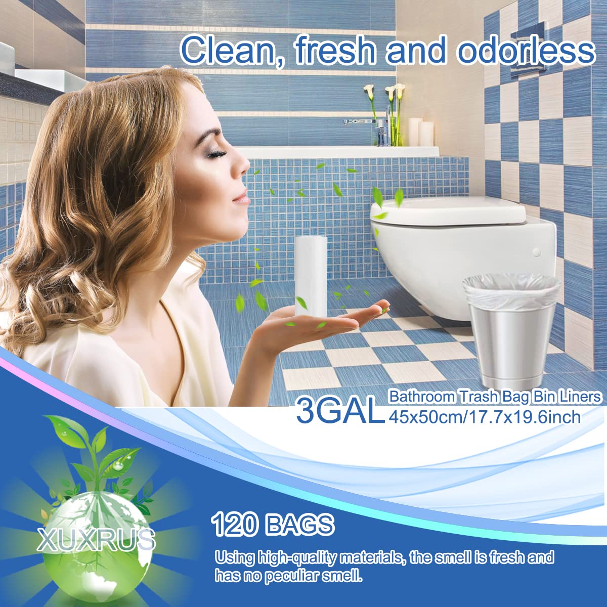 3 Gallon Small White Trash Bags for Bathroom (120 Count)