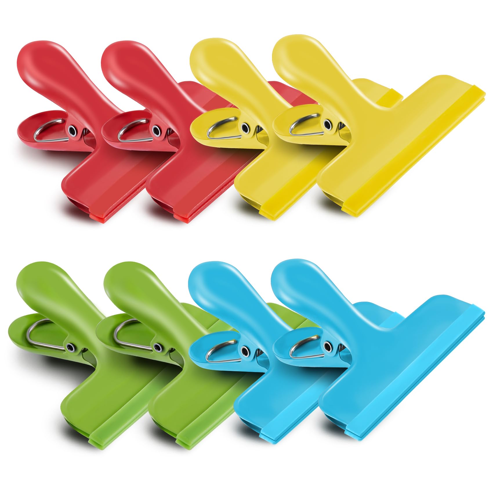 8 Pack Stainless Steel Chip Bag Clips Covered with Silicone (8 Count)