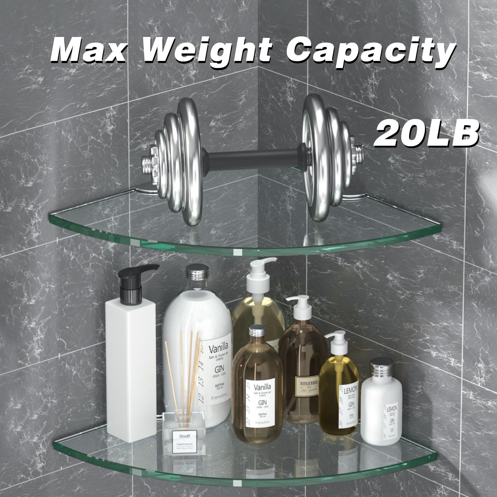 Corner Glass Shower Caddy 4 Pack 8MM (4 Count)