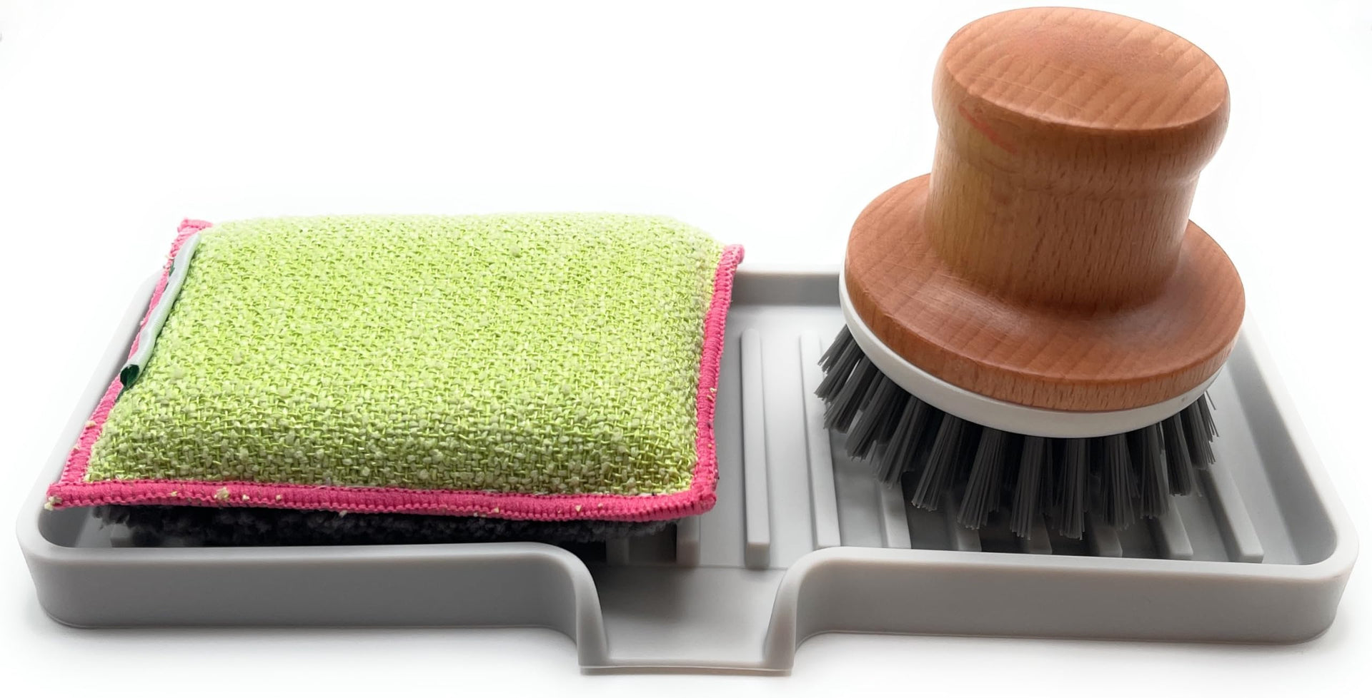 Silicone Soap Dish Tray and Sponge Holder with Drain Chute